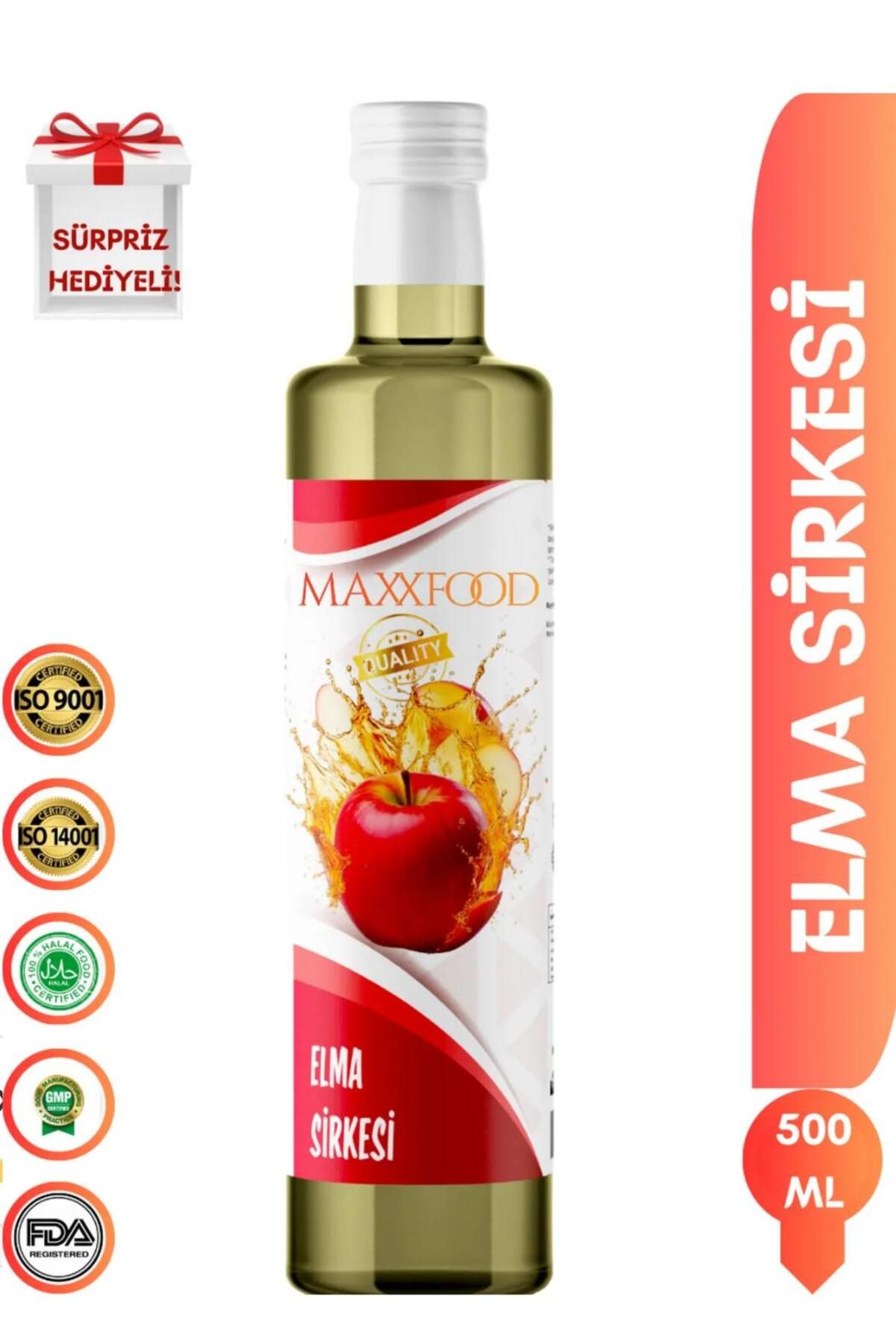 maxxfood %100 Doğal Fermente Elma Sirkesi - Katkısız, Organik, 500 ML Probiyotik Etkili MAXXFOOD