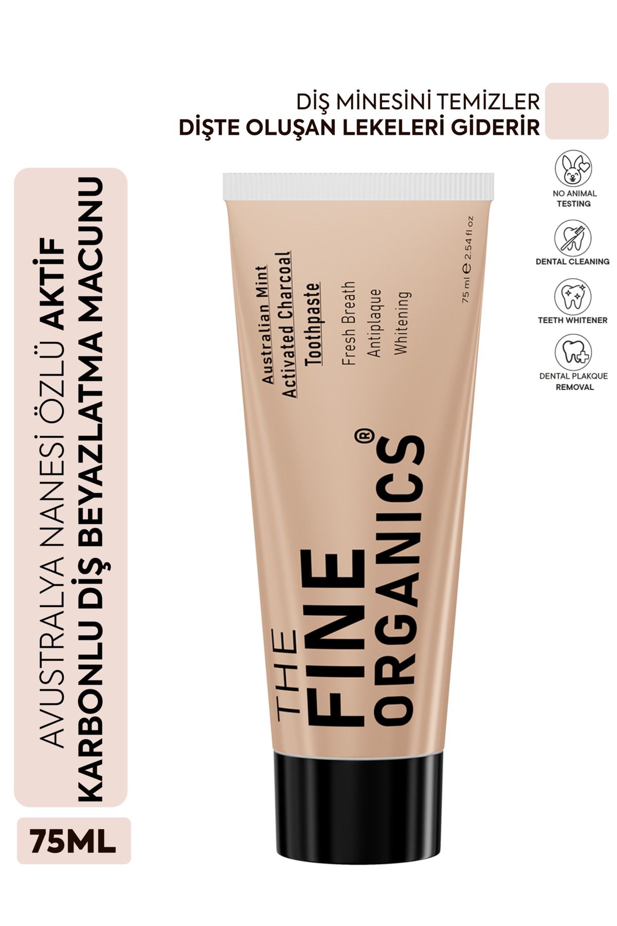 محصولات سفیدکننده دندان نعناع استرالیایی ضروری سفید کننده خمیردندان کربن 75 میل THE FINE ORGANICS