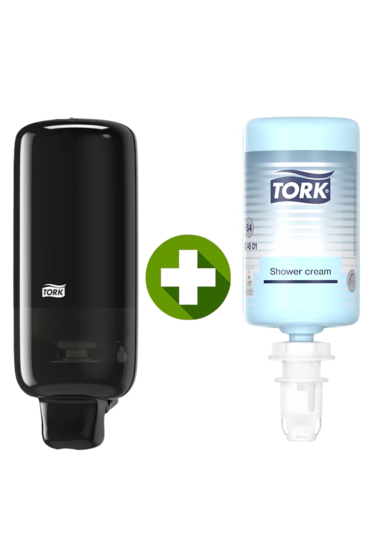 TORK 1 Ad. Tork Sabun Dispenseri Siyah 561508 + 1 Litre Tork El, Saç ve Vücut Banyo Duş Kremi Hediyeli