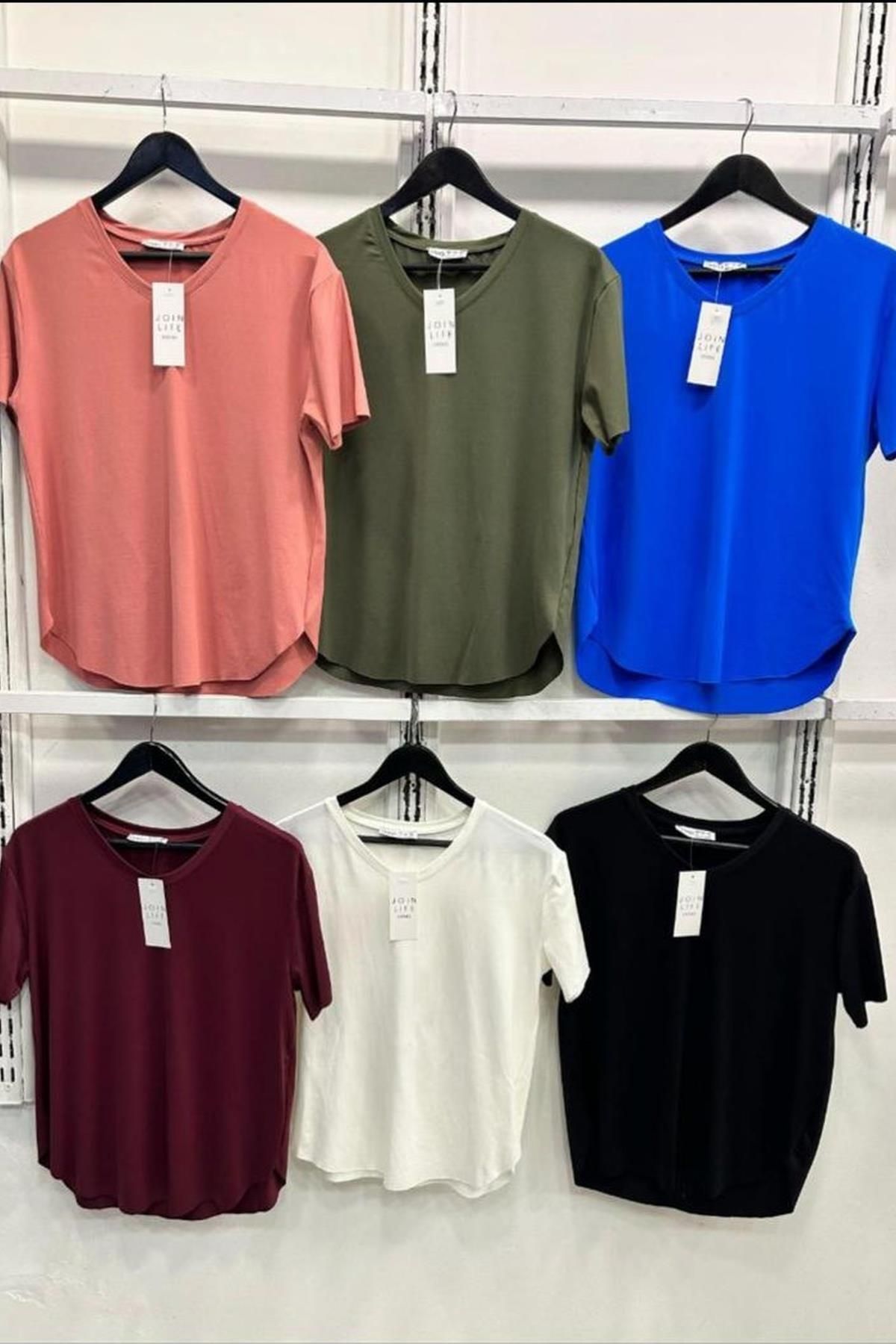 Derya butik Haki V Yaka Modal Tişört