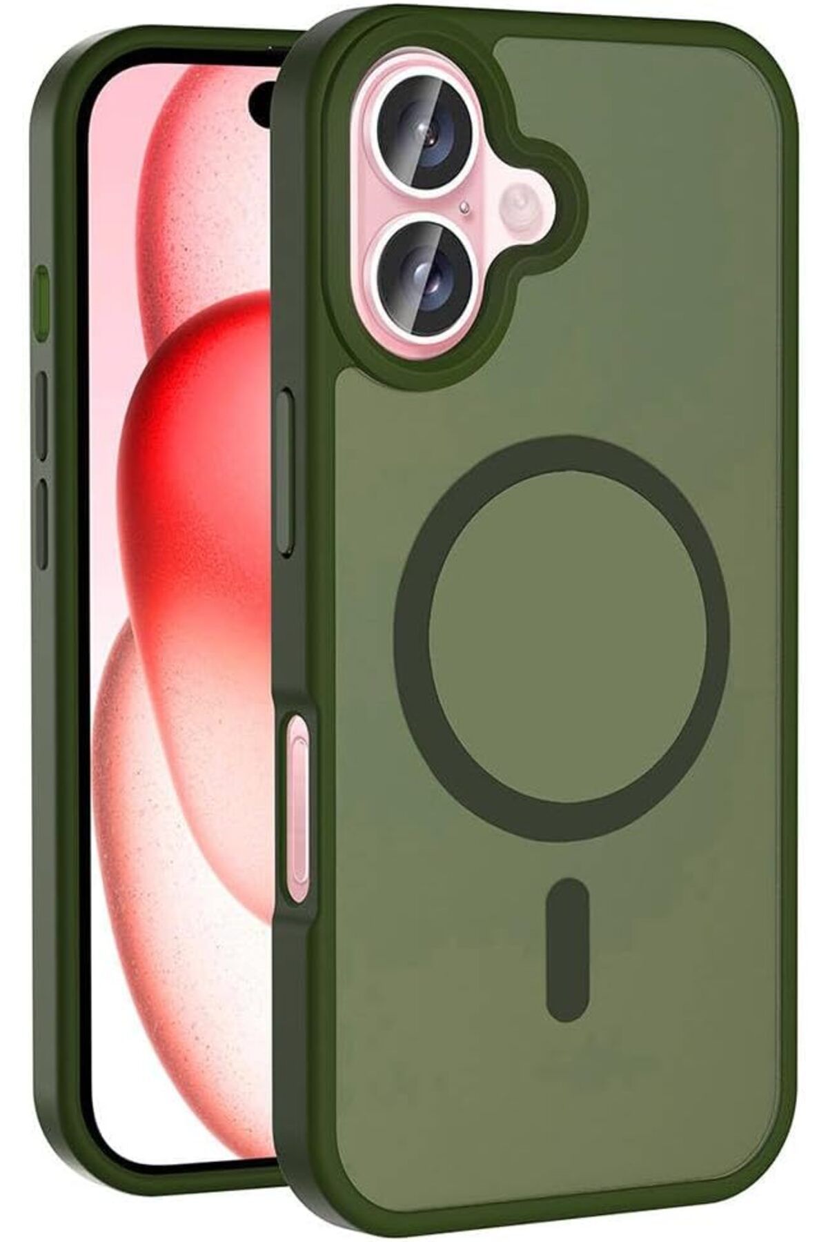 STOREMAX ELZ İle Uyumlu iPhone 16 Plus Kılıf Magsafe Şarj Özellikli Mat Arka Yüzey ZORE Sio Kapak Koyu