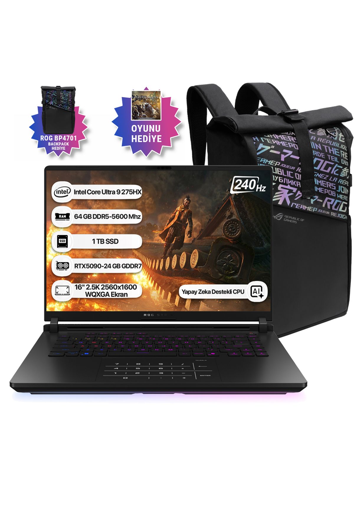 ASUS Rog Strix Scar 16 G635lx-rw149 Ultra9 275hx 64gb 1tb Ssd Rtx5090-24gb Dos 16