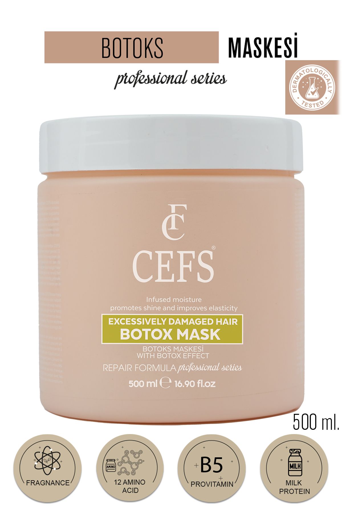 cefs Botox Saç Maskesi 500 ML, Saç Maskesi, Hızlı Saç Uzatma, Saç Besleyici ve Onarıcı Maske