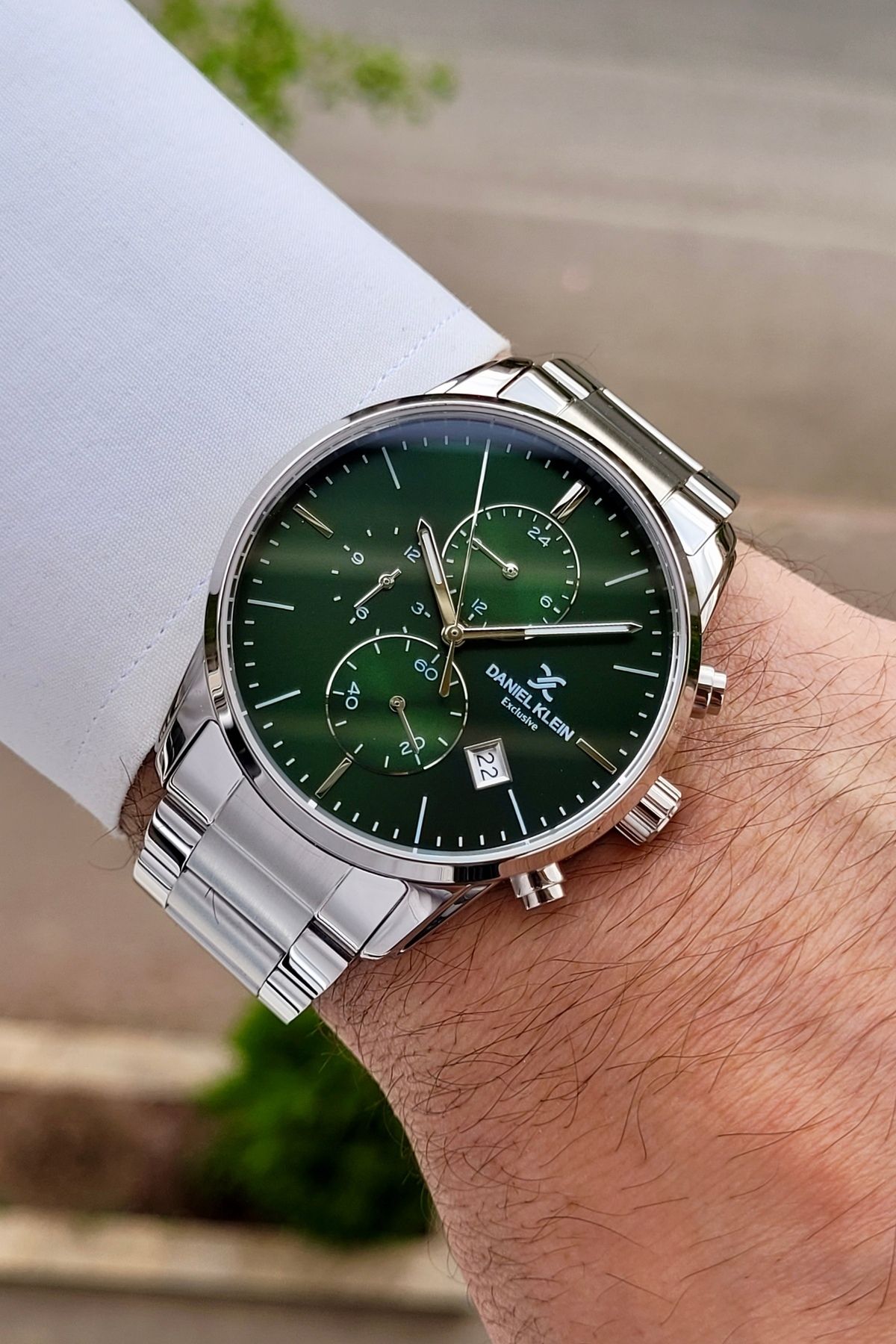 Daniel Klein Kadranı Yeşil Kordonu Silver Renk 24 Ay Garantili 42 Mm Erkek Kol Saati