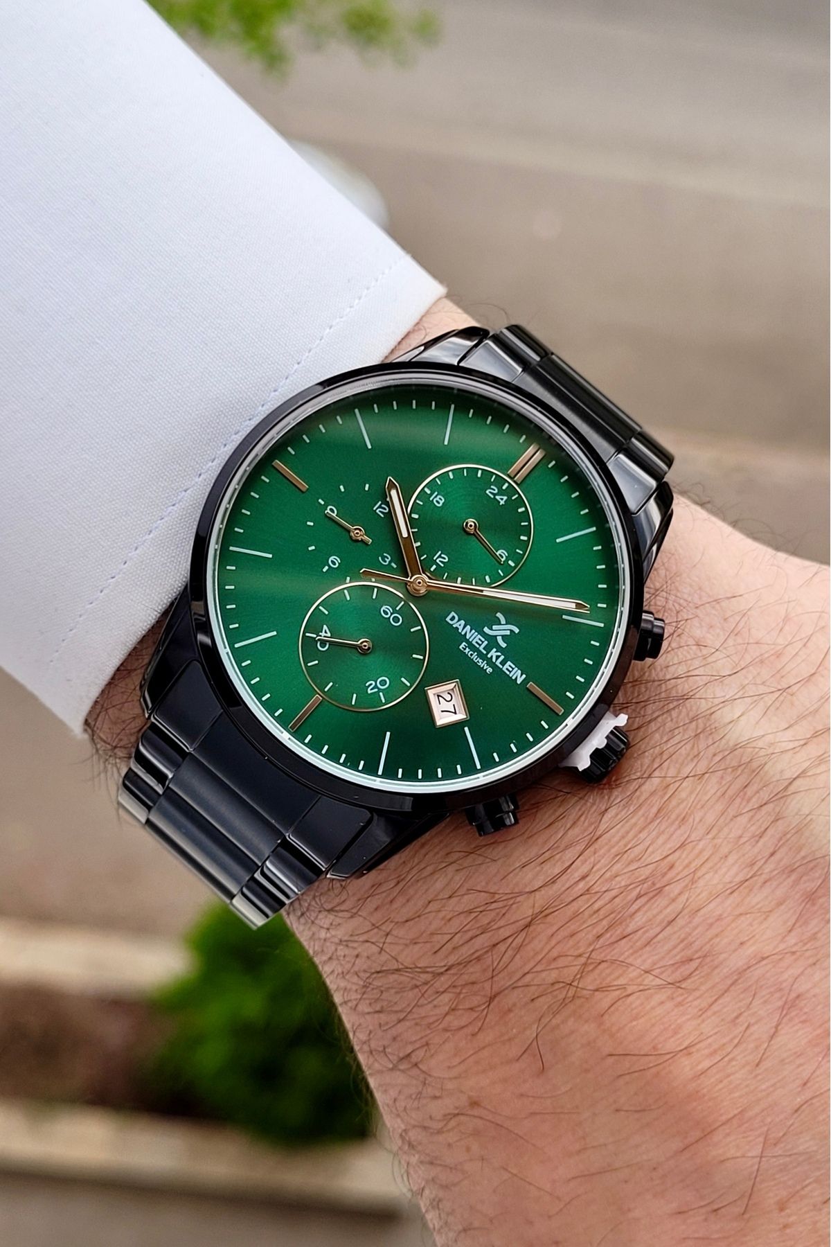 Daniel Klein Kadranı Yeşil Kordonu Siyah Renk 24 Ay Garantili 42 Mm Erkek Kol Saati