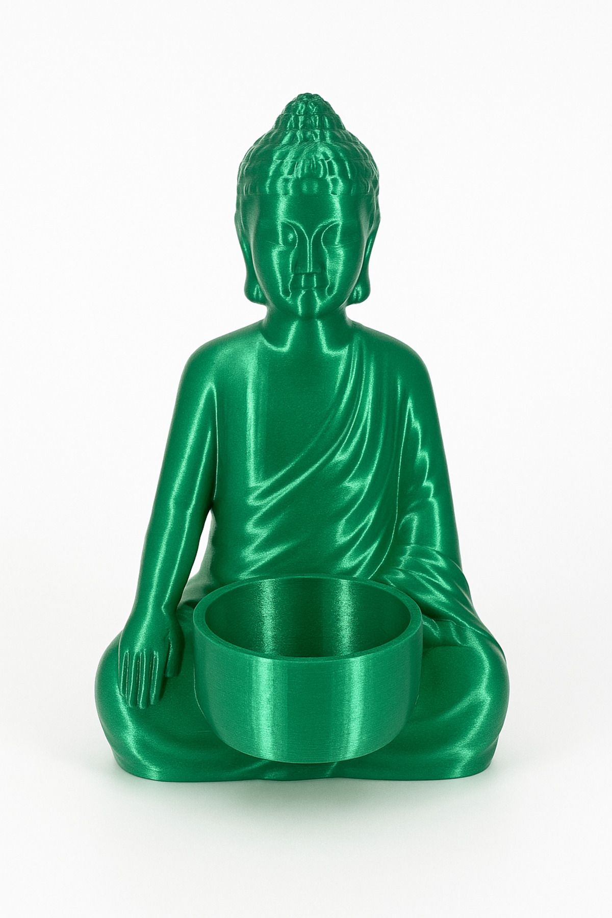 Cousventure Buda Figür Mumluk – Parlak Yeşil Mumluk - 15 CM - Dekoratif Çay (Tealight) Mumluk