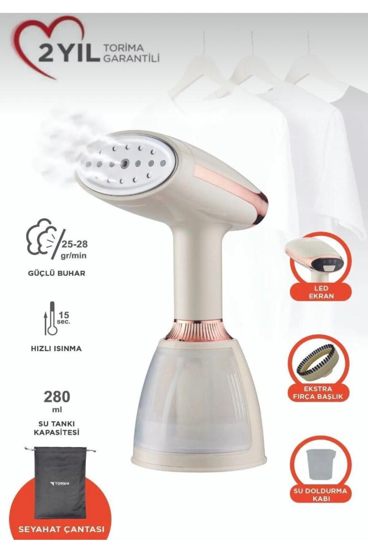 Torima Beyaz Buharlı Kırışık Giderici 1500w Taşınabilir Seyahat Boy Dikey Ütü