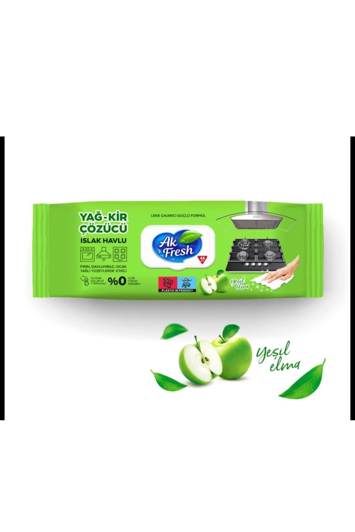 AZ AMBALAJ TEMİZLİK AZ AMBALAJ Temizlik Ak Fresh Elma Yağ Kir Çözücü Islak Havlu