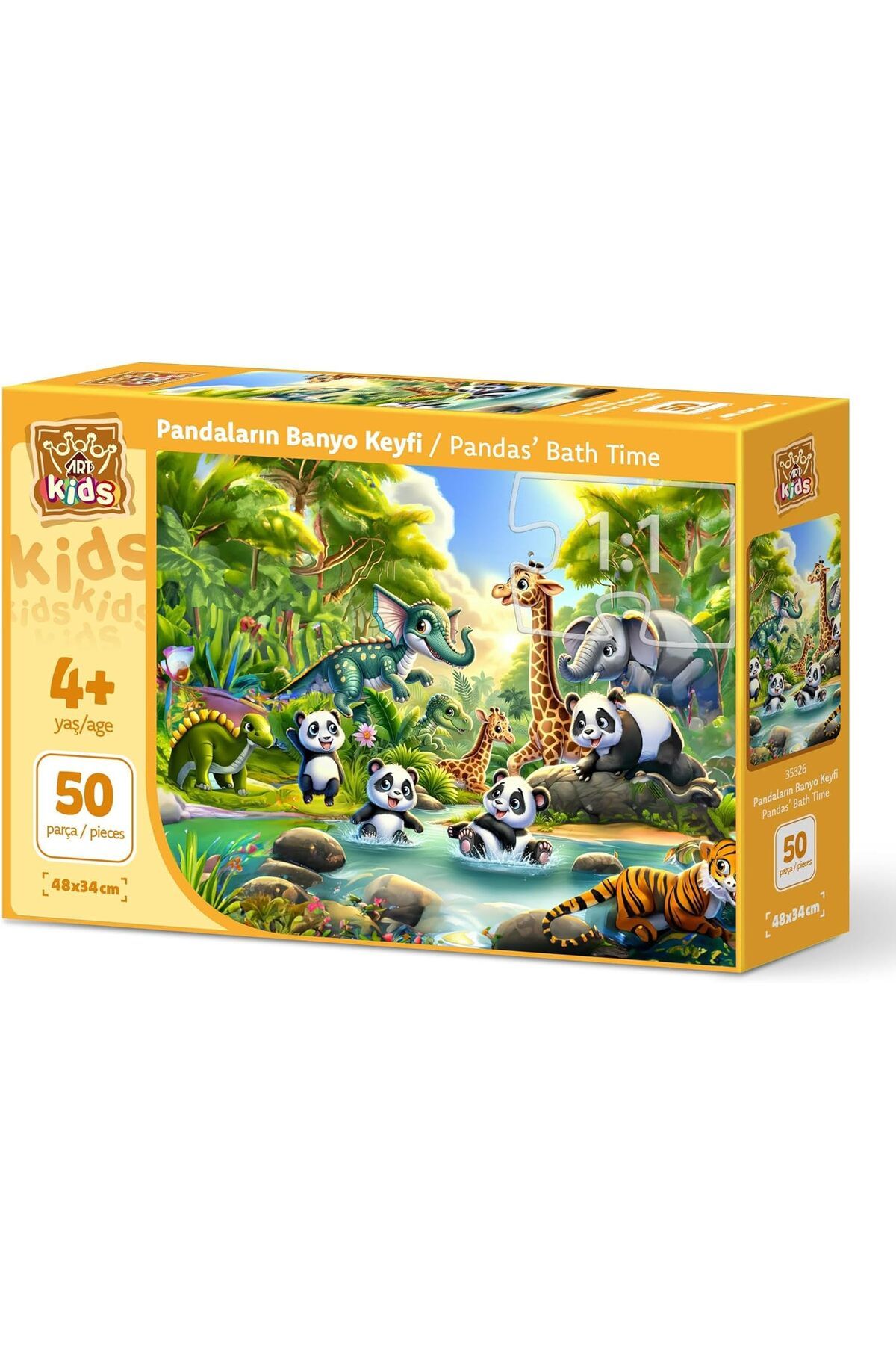 STOREMAX Puzzle Art Çocuk Pandaların Banyo Keyfi 50 Parça Puzzle FxYM 1126906
