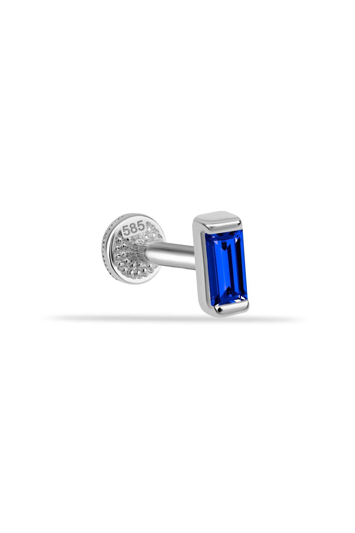 Dianora Piercing 14 Ayar Altın Tek Lacivert Taşlı Minimal Tragus Piercing