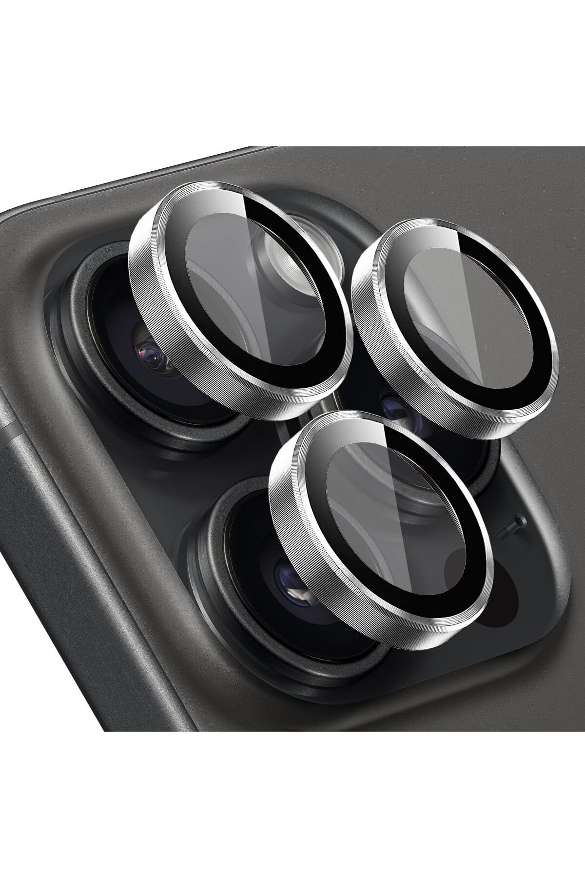 Mu Art Ahşap Mrt LABS Buff iPhone 15 Pro Max / 15 Pro Screen Protector 9H Safir Cam Kamera Metal Lens Koruyucu (G