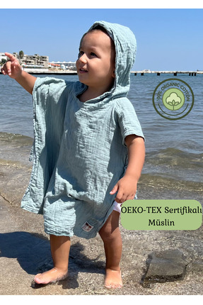 Las Vivas Kids Müslin Plaj Pançosu, %100 Pamuk Çocuk Bornozu, Bebek Deniz Hav...