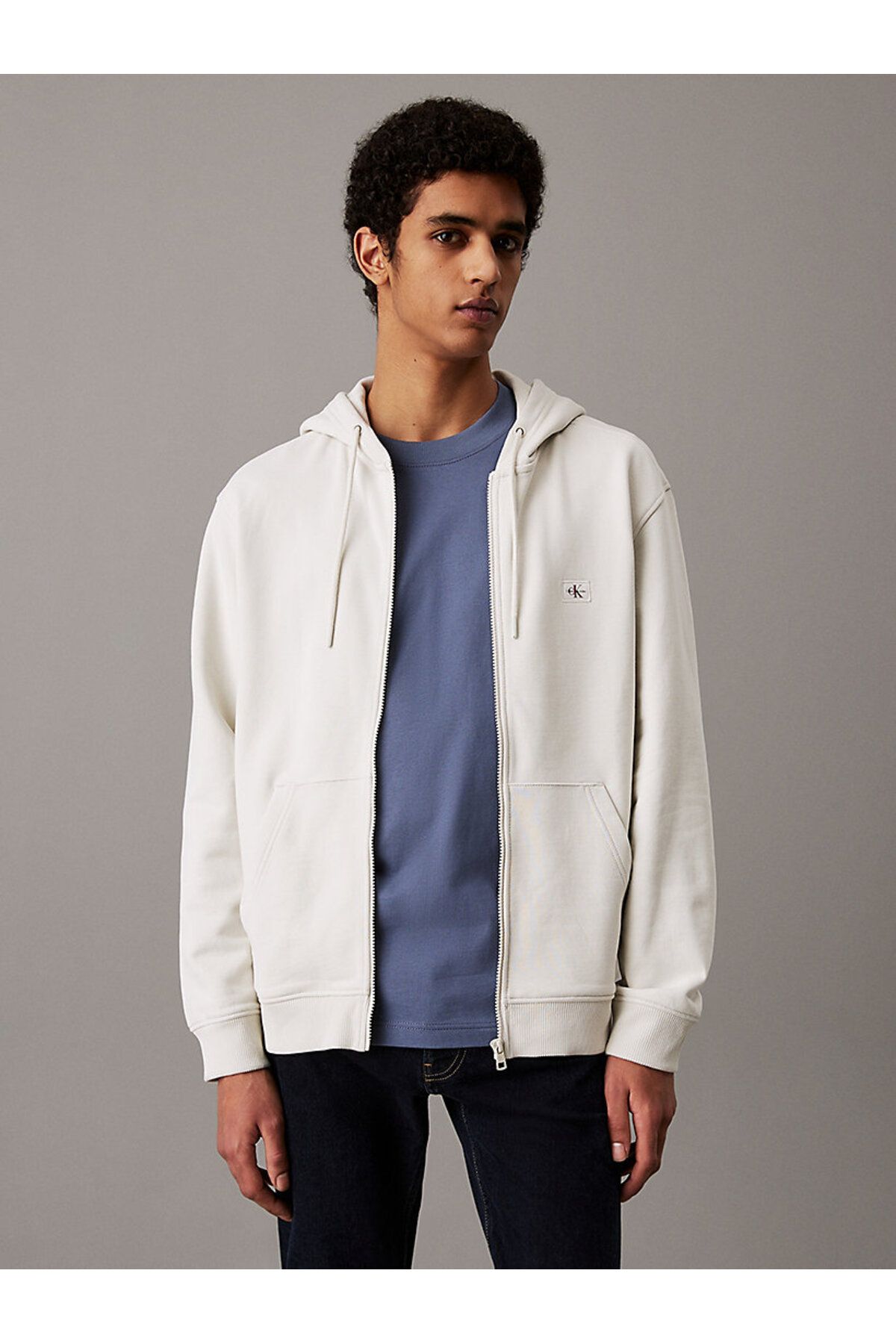 Calvin Klein WOVEN LABEL ZIP THROUGH HOODIE