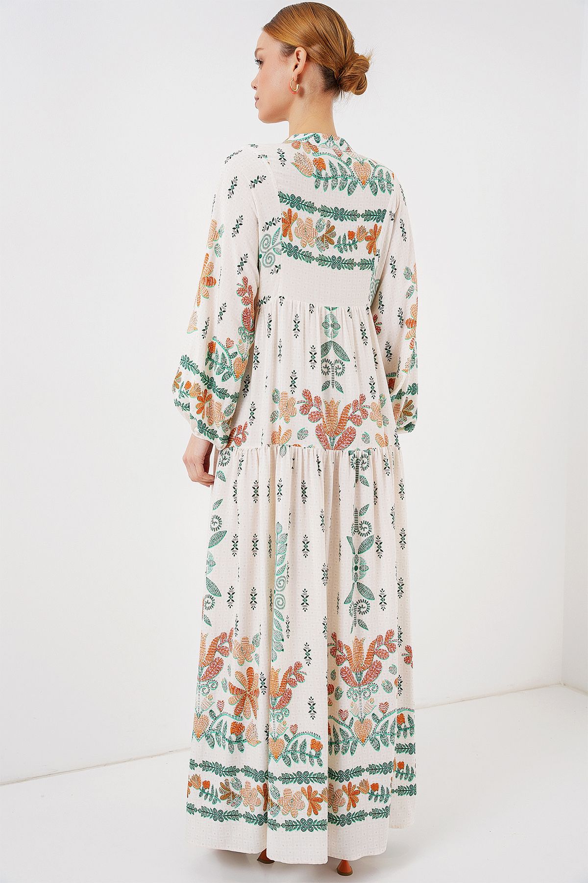 Bigdart-2423 Authentisches gemustertes Hijab-Kleid – Grün 10 6