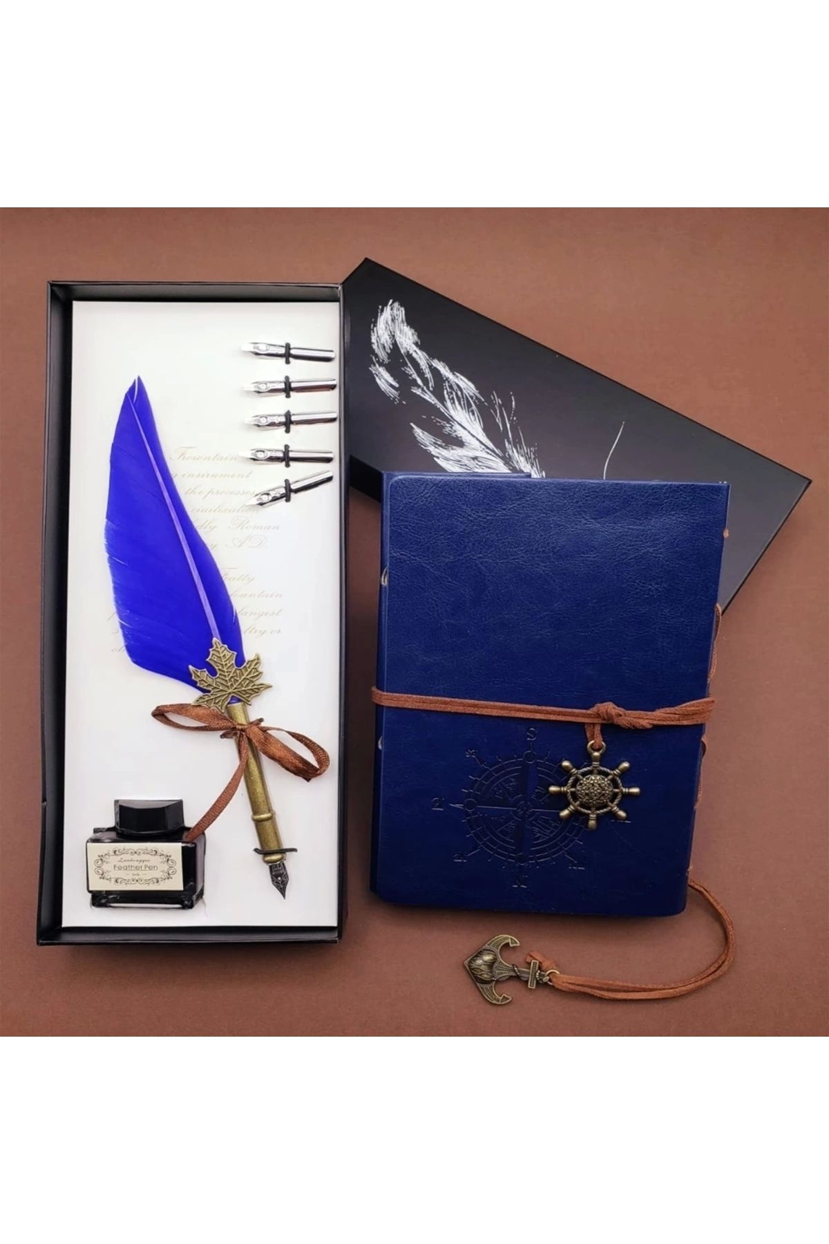 DREAM VEGA Deri Defter Ve Tüylü Kalem