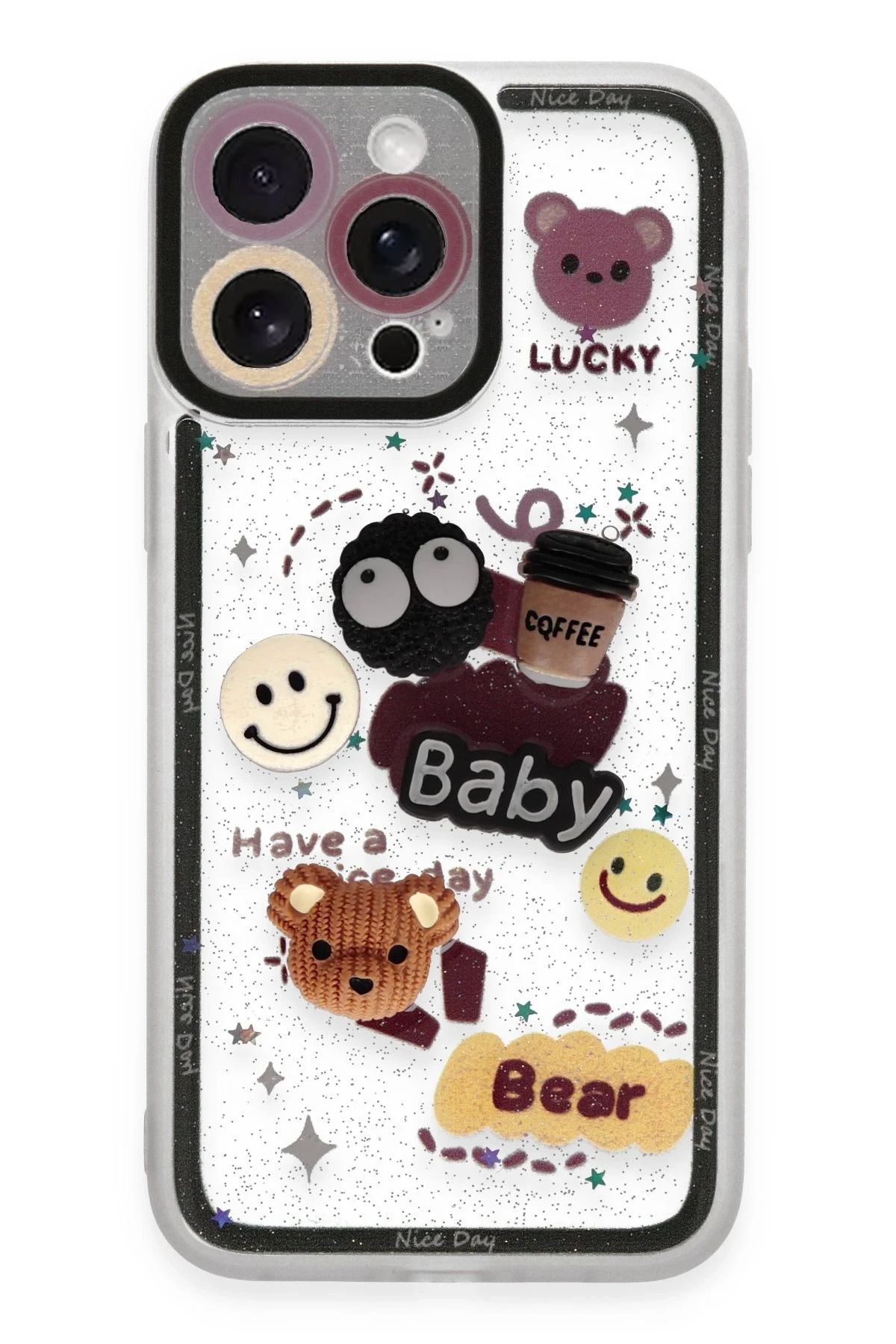 NewFace iPhone 14 Pro Max Kılıf Sweet Desenli Silikon Kapak - Sarı BSTMY