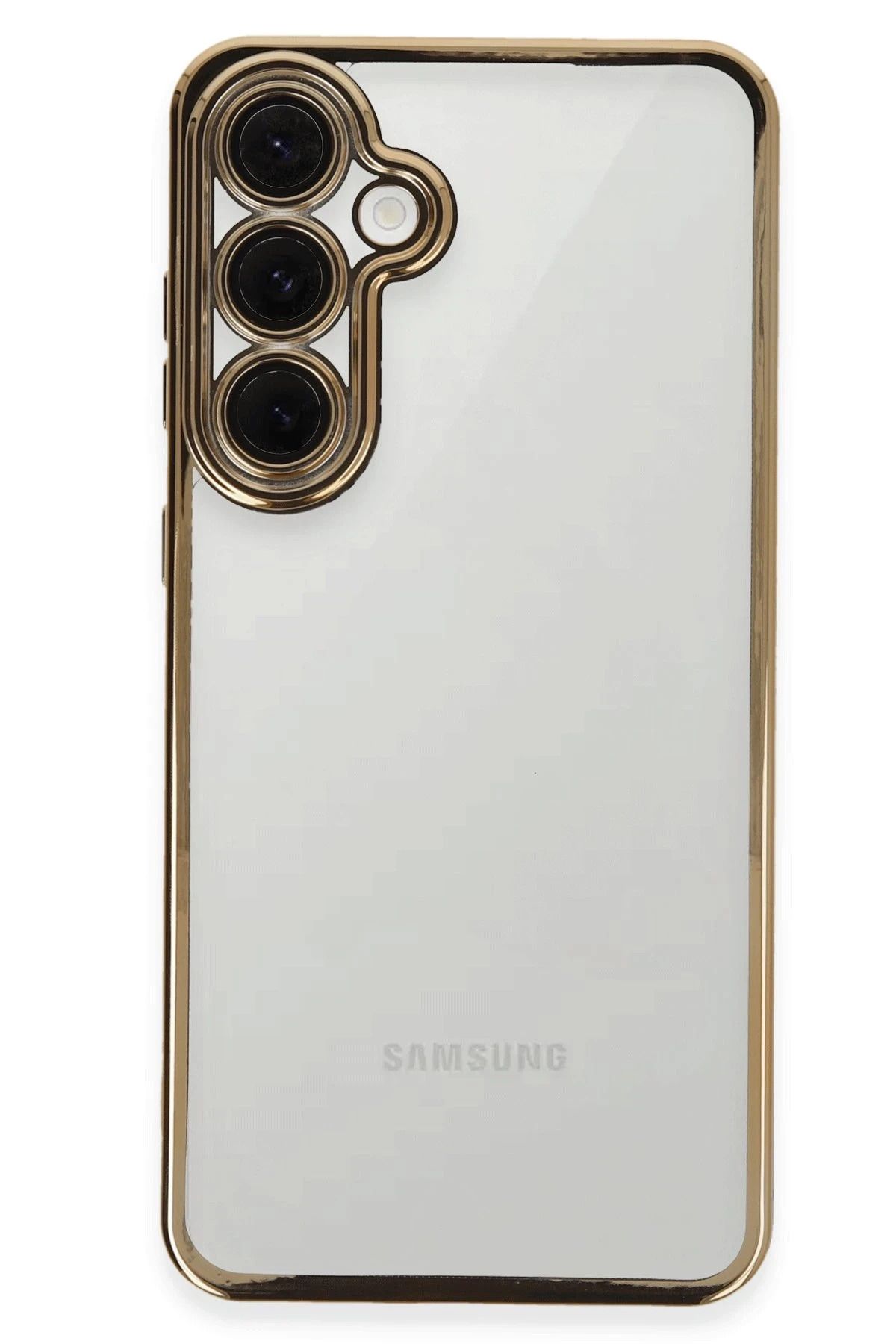 NewFace Samsung Galaxy S24 FE Kılıf Lensli Silikon - Gold YNSMR