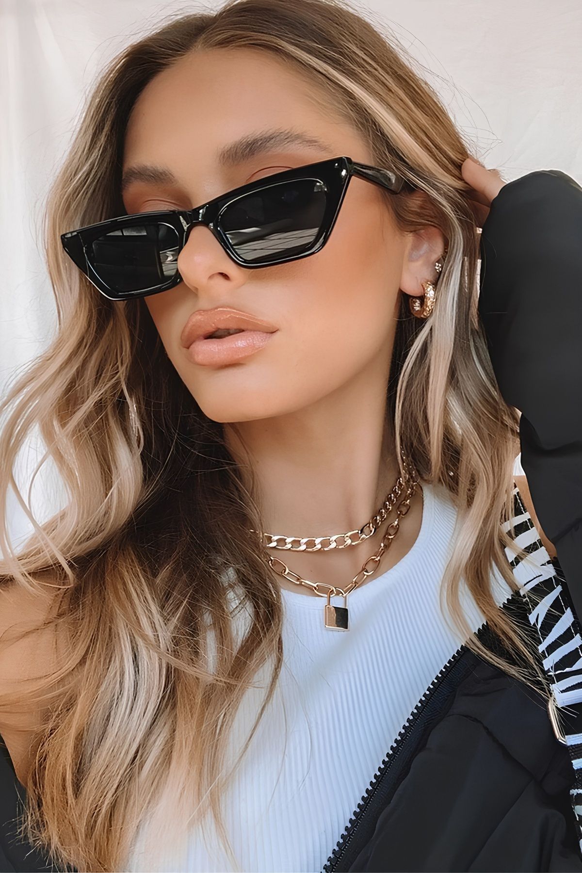 Chunky Frame Unisex Siyah Cat Güneş Gözlüğü