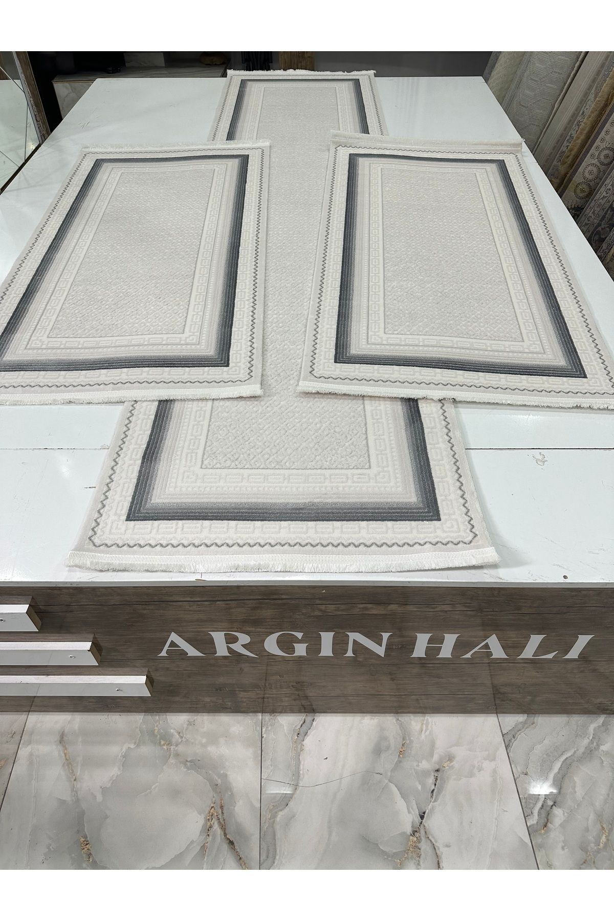 Kumru Akrilik Yatak Odası Halısı 3'lü Antrasit ARGIN HALI