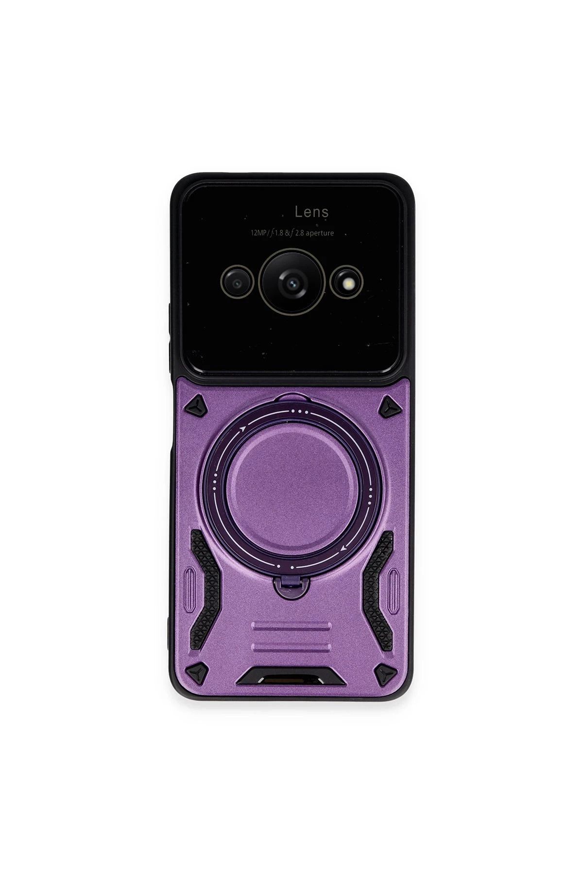 NewFace Xiaomi Poco C61 Kılıf Joy Lens Standlı Kapak - Mor INSLM