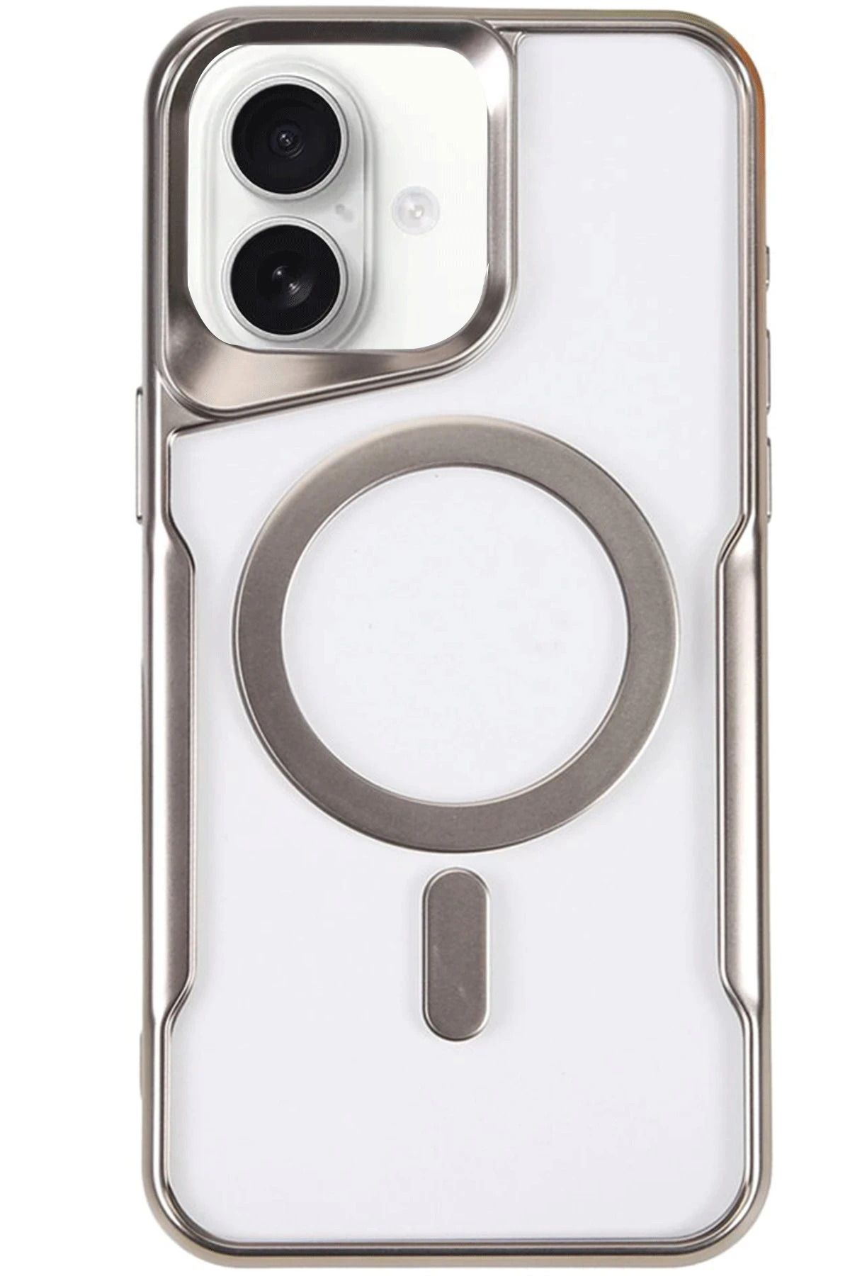 NewFace iPhone 16 Plus Kılıf Boyi Magsafe Silikon Kapak - Gümüş BSTMY