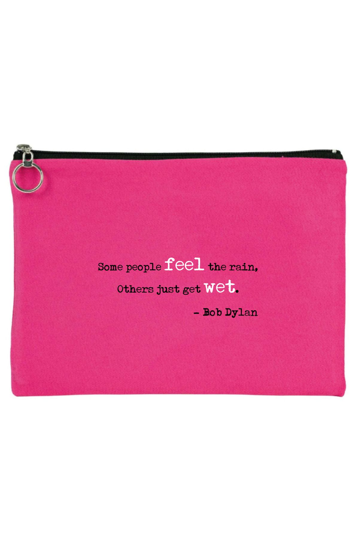 OFİSEHEDİYE WHITE QUOTES GABARDİN TABLET ÇANTASI - CLUTCH 21X30 CM ASTARLI FEEL THE RAIN