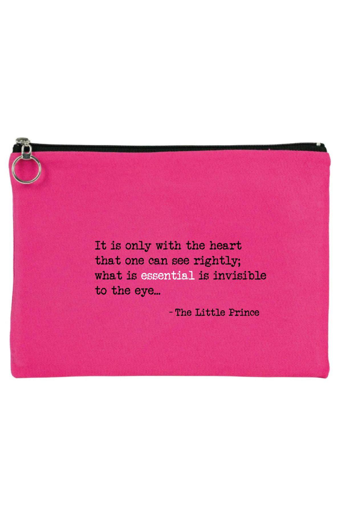 OFİSEHEDİYE WHITE QUOTES GABARDİN TABLET ÇANTASI - CLUTCH 21X30 CM ASTARLI THE LITTLE PRINCE