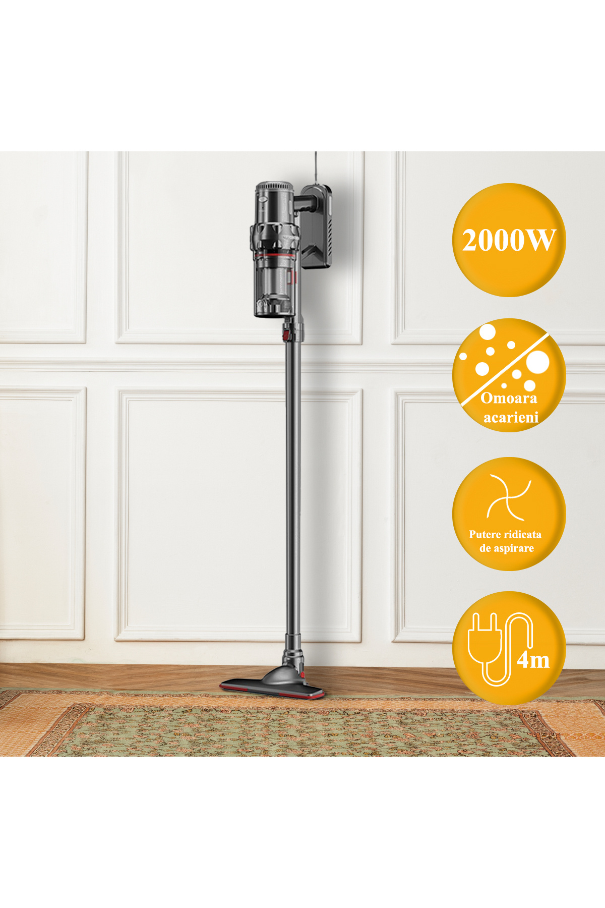 SOKANY-Aspirator vertical SK-3378, 2000W, 1,1 l, accesorii, gri 6