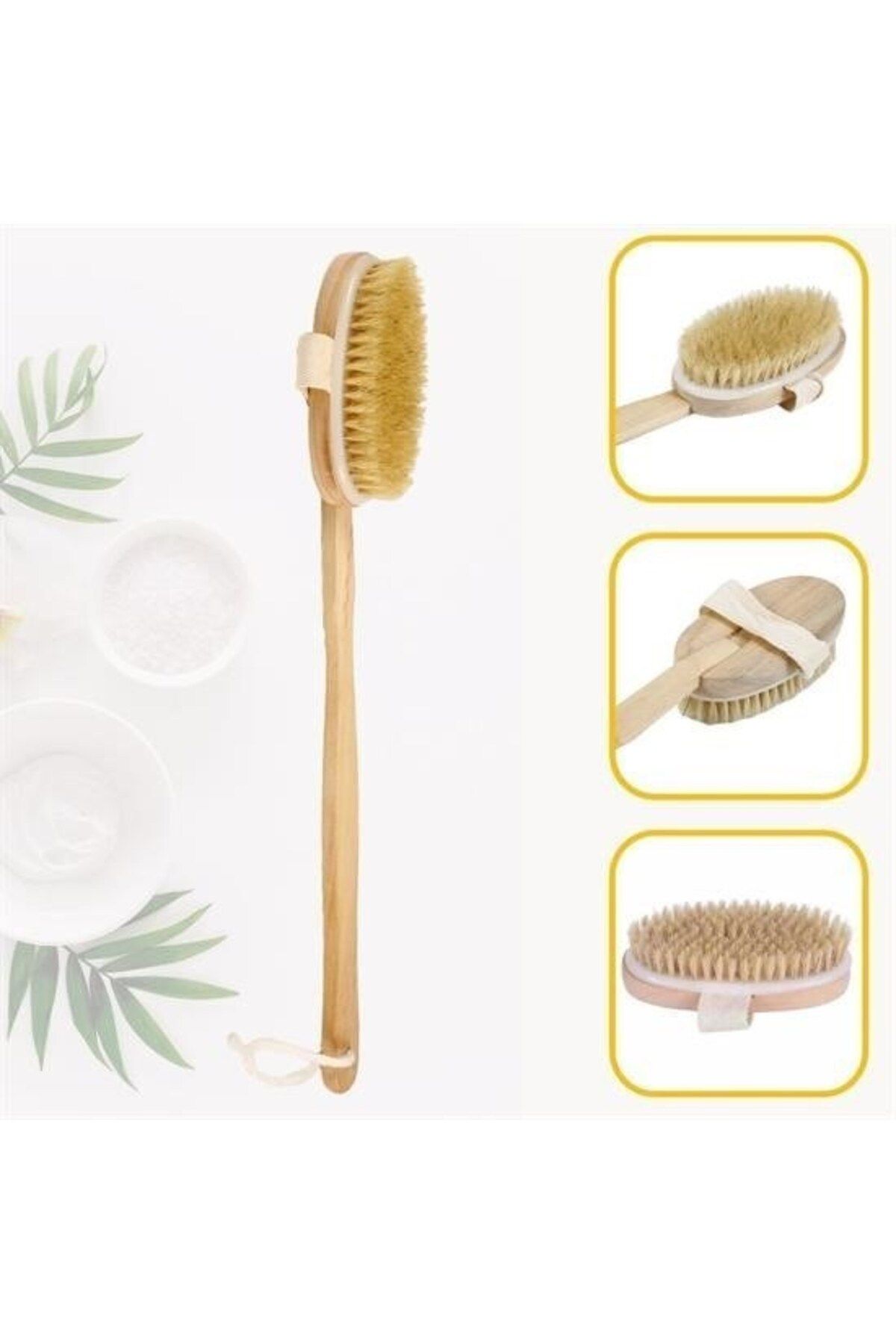 Allproduct ® Doğal At Kılı Selülit Karşıtı Sapı Çıkabilen Ahşap Banyo Fırçası