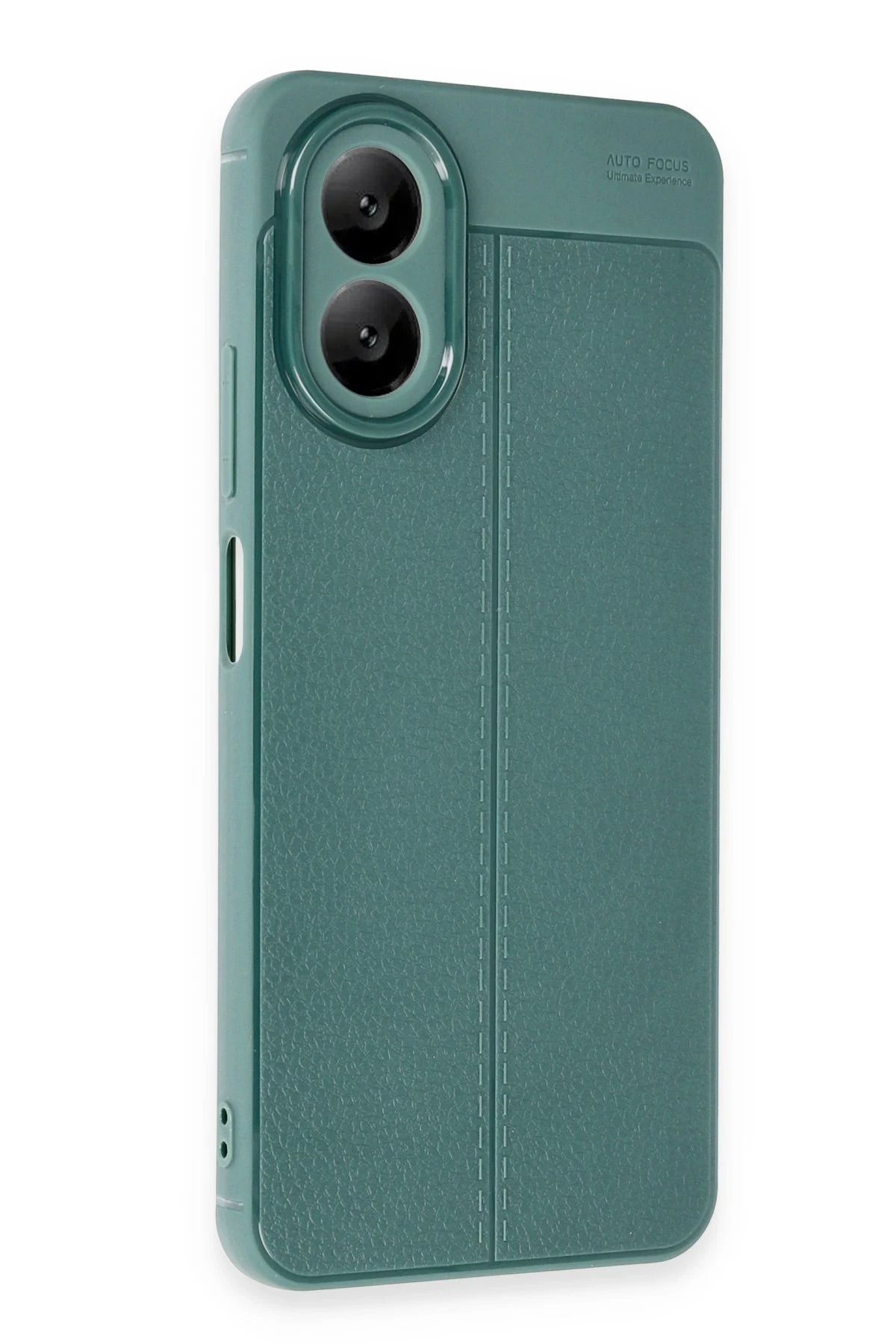 cepmoda Oppo A38 - Deri Görünüm Silikon Kılıf/Kapak - Kamera Bölümü Korumalı Esnek - YEŞİL