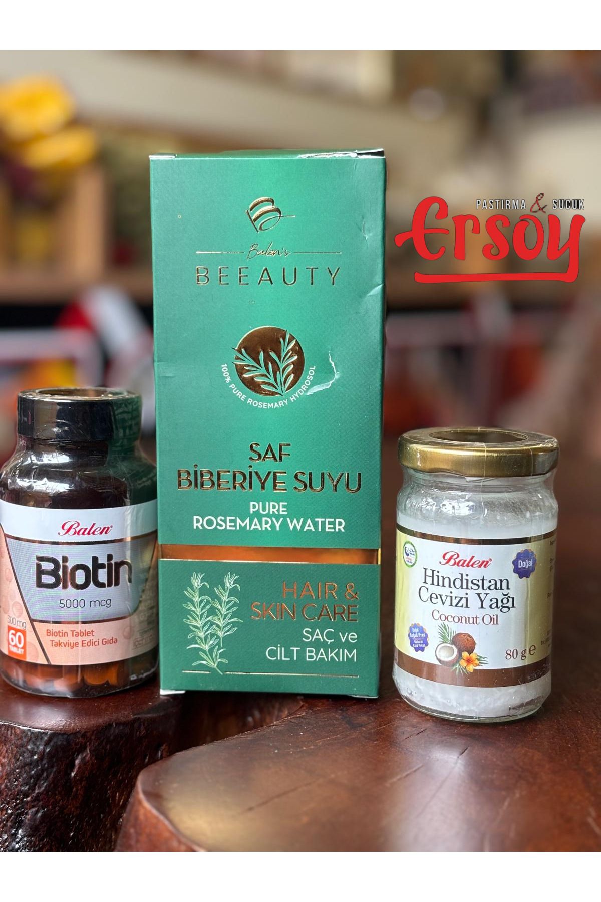 Balen Biotin 5000mcg + Saf Biberiye Suyu + Hindistan Cevizi Yağı | Saç Dökülmesine Karşı 3’lü Bakım Seti
