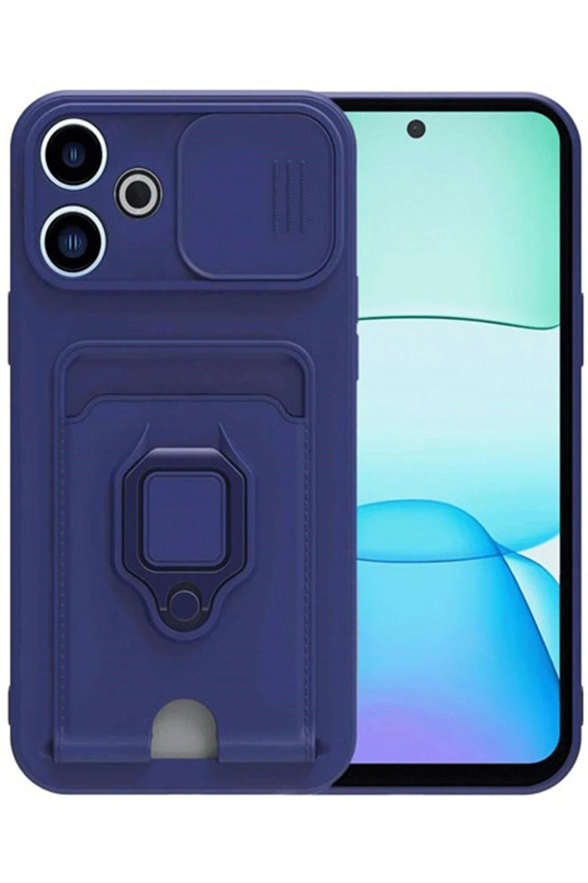 NewFace Xiaomi Redmi 13 4G Kılıf Zuma Kartvizitli Yüzüklü Silikon - Lacivert FERRG