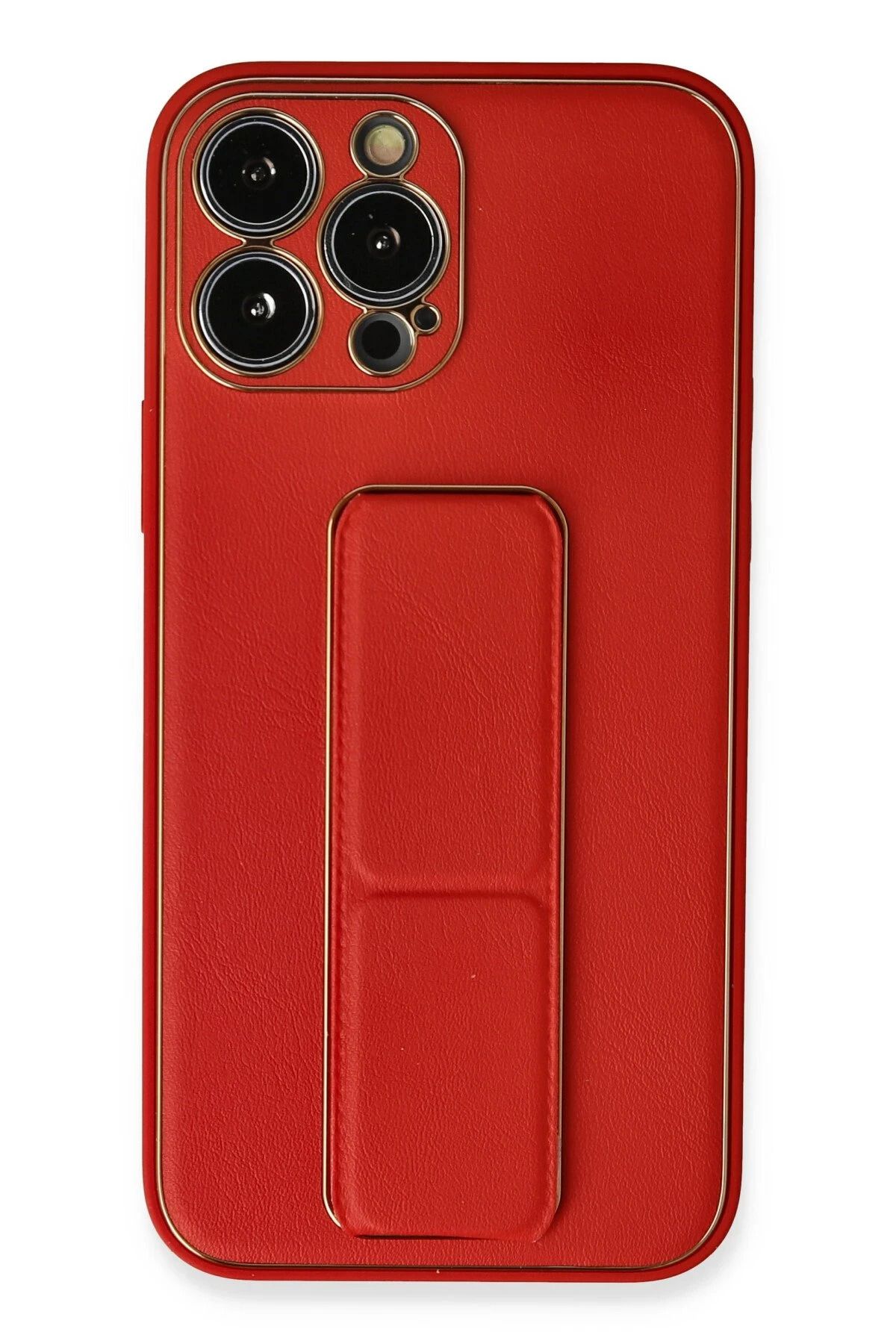 NewFace iPhone 13 Pro Max Kılıf Coco Deri Standlı Kapak - Kırmızı INSLM
