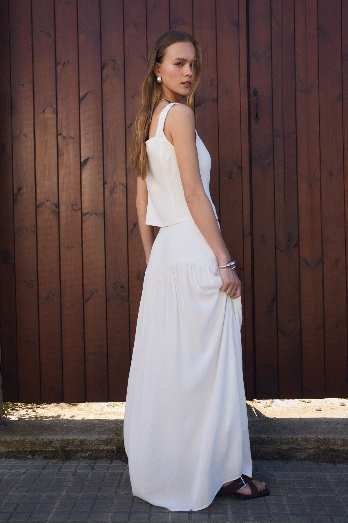 Stradivarius-Contrast flowing midi skirt 2