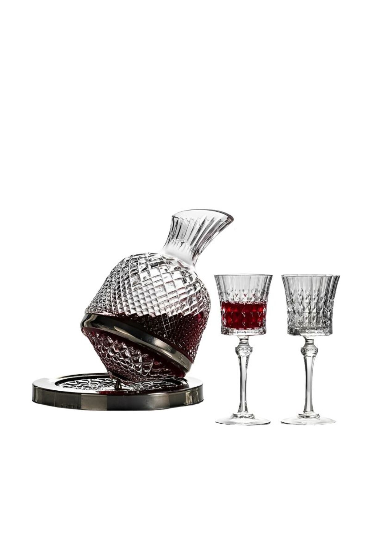 OEM Set De Decantoare De Vin, Decantor Rotativ Pentru Vin, Imprimeu Modern, Incl. Accesorii, 1500 Ml - One Size
