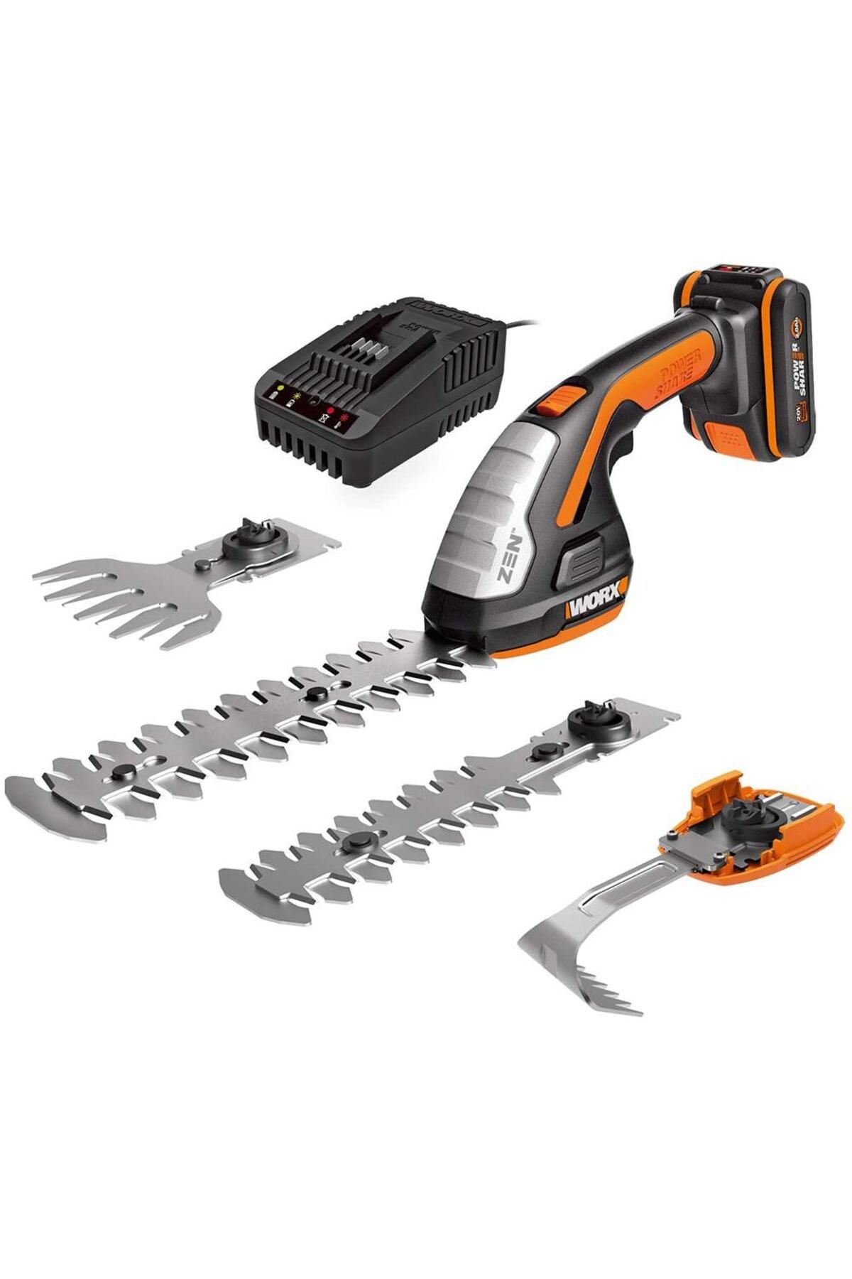 WORX WG801E.5 20Volt 2.0Ah. Li-ion Şarjlı Profesyonel Avuç İçi Çim Kesme, Çit Budama/Çapalama