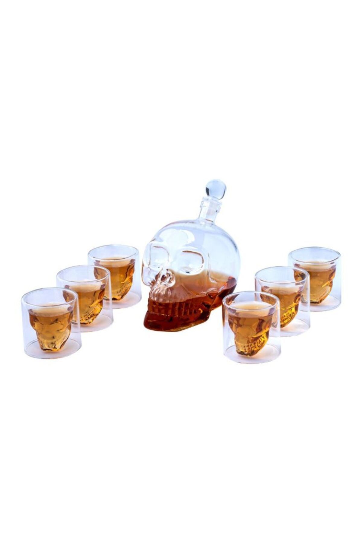 OEM-Set de decantoare, design craniu, 6 pahare în formă de craniu, 75 ml, accesorii incluse, pâlnie, 1 L 1