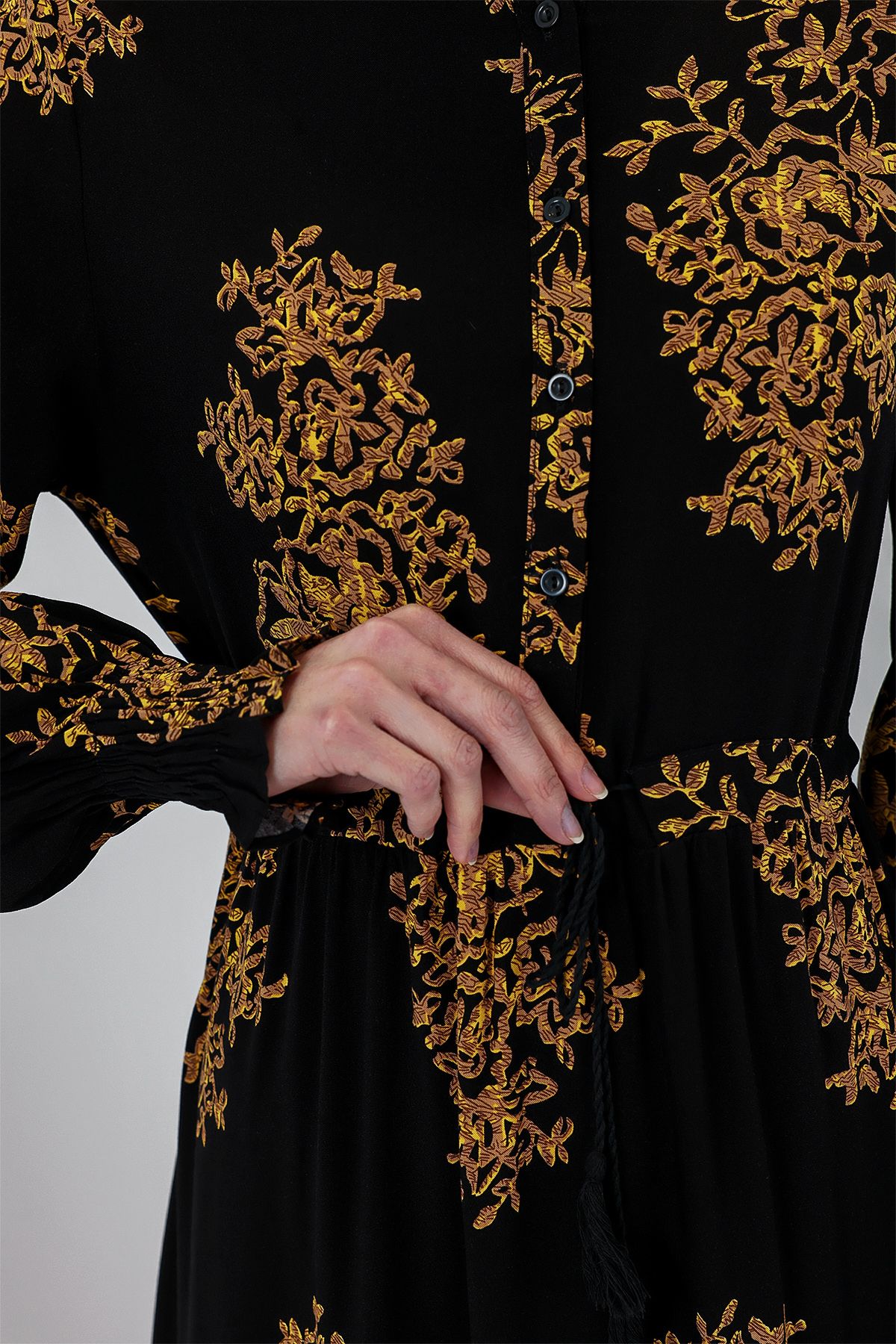 Bigdart-2145 فستان حجاب منقوش - C.أسود 5