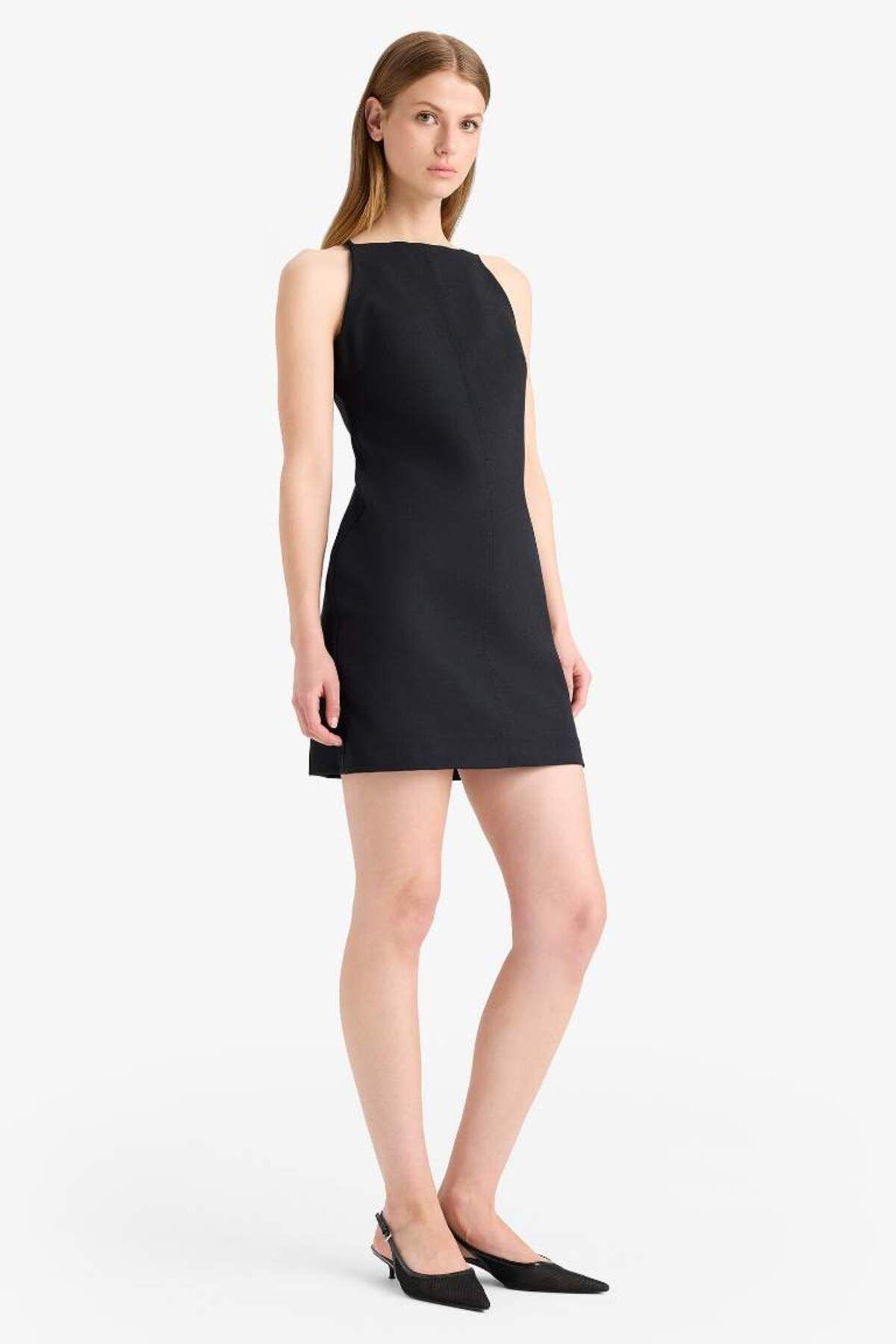 DeFacto-Μίνι μαύρο φόρεμα Halter Neck Basic Plain F1775ax25sm 3