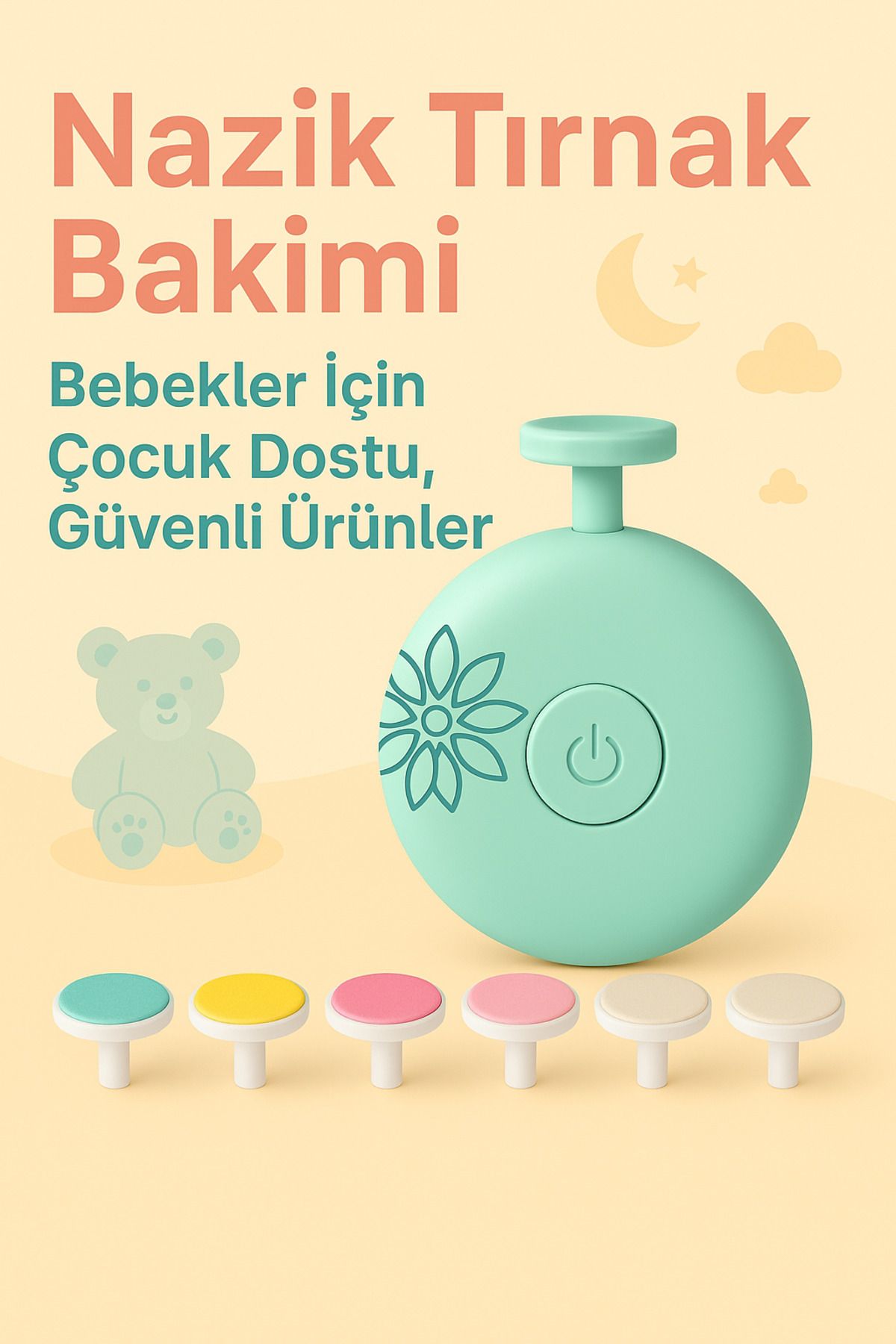 potasyum 6 başlıklı pilli bebek tırnak cihazı