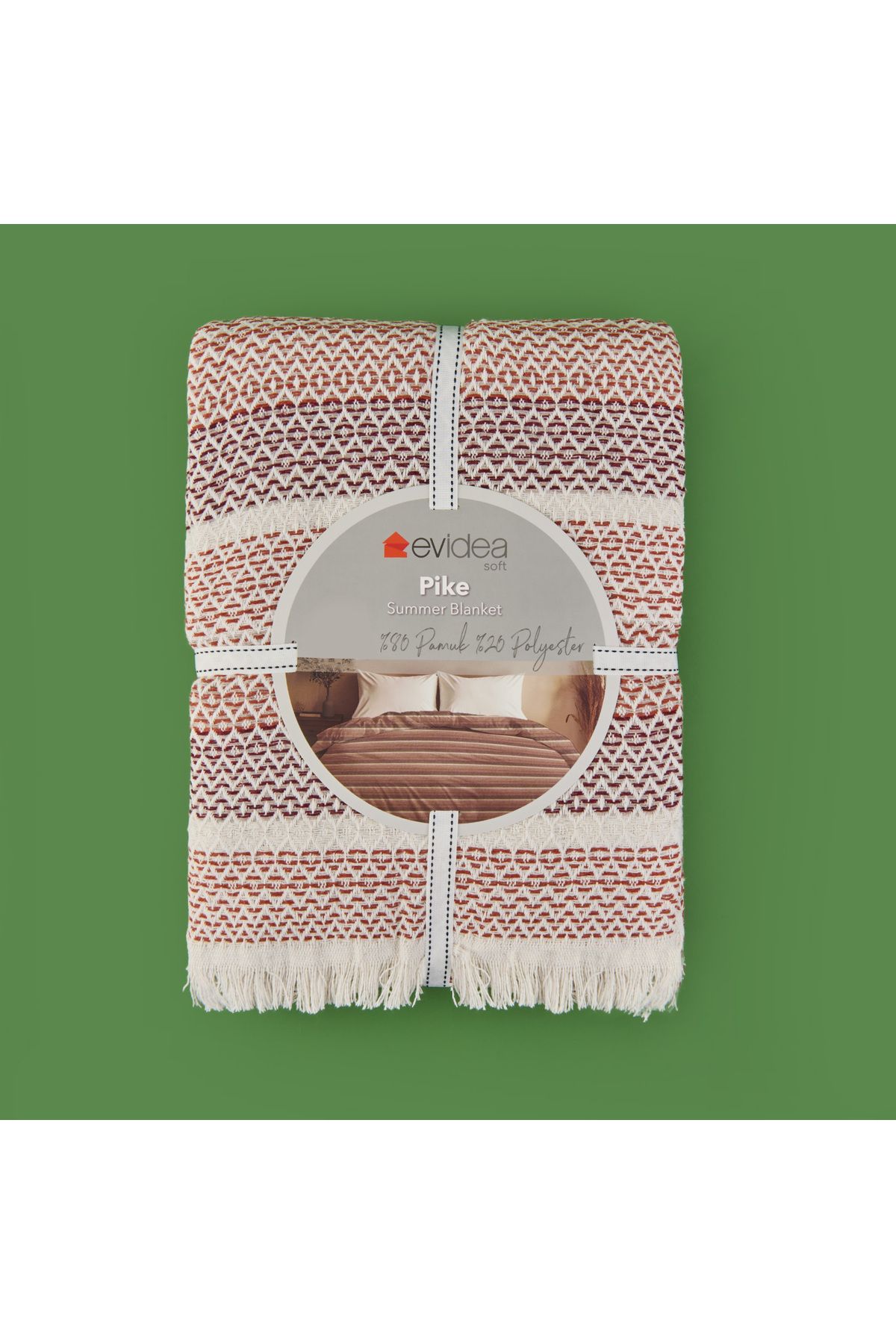 Evidea Soft Vita Çift Kişilik Pike - Ekru / Kiremit - 200x230 cm