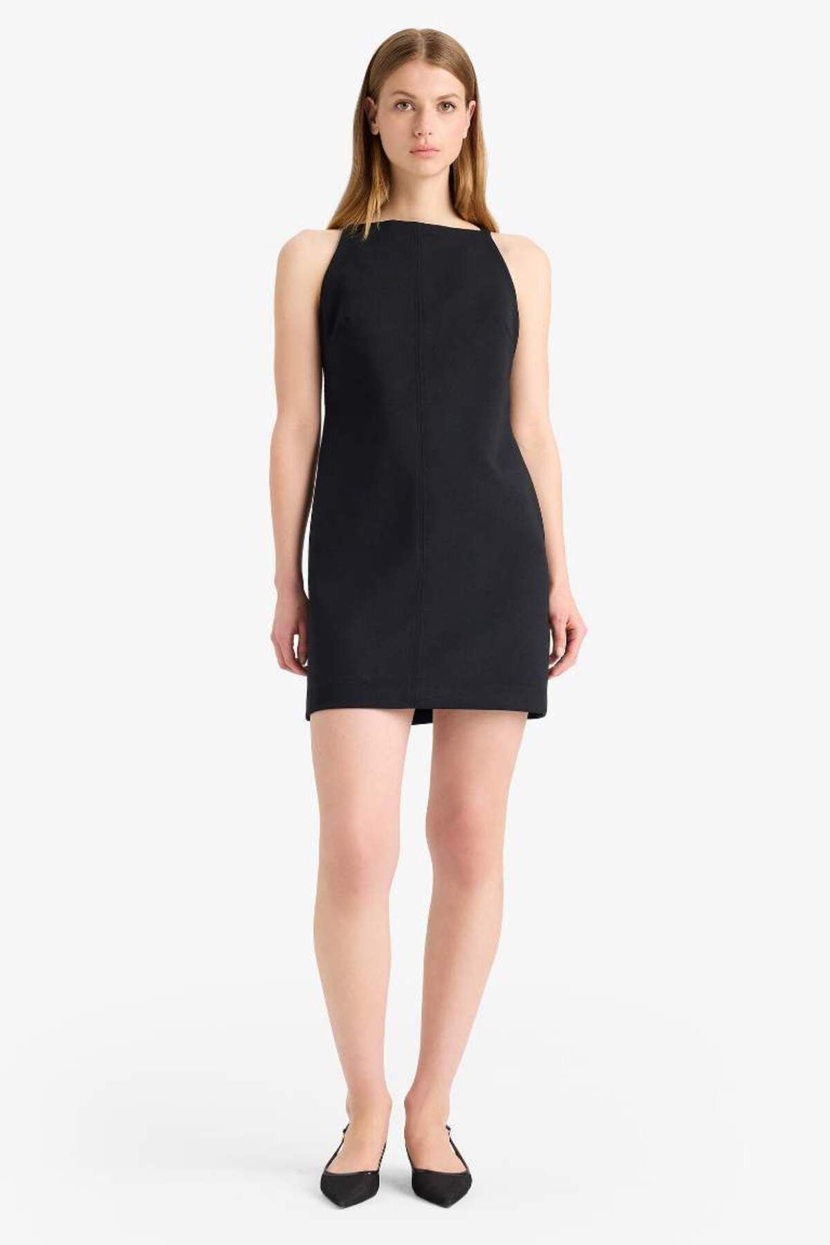DeFacto-Μίνι μαύρο φόρεμα Halter Neck Basic Plain F1775ax25sm 2