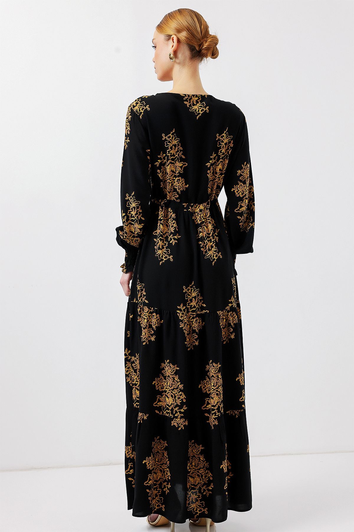 Bigdart-2145 فستان حجاب منقوش - C.أسود 6