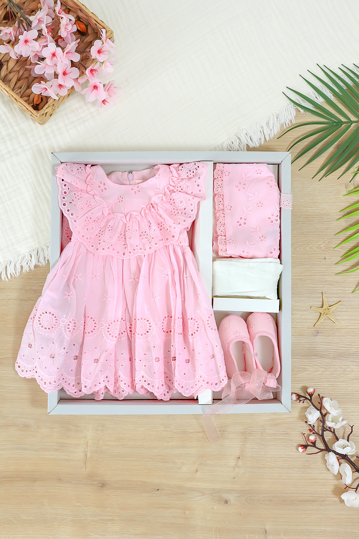Sitilin Kız Bebek Pembe Mevlüt Elbisesi Gelinlik Fransız Dantelli Mevlit Takımı Bebek Mevlütlük Seti STL6983 fotoğrafı 2 (önizleme)