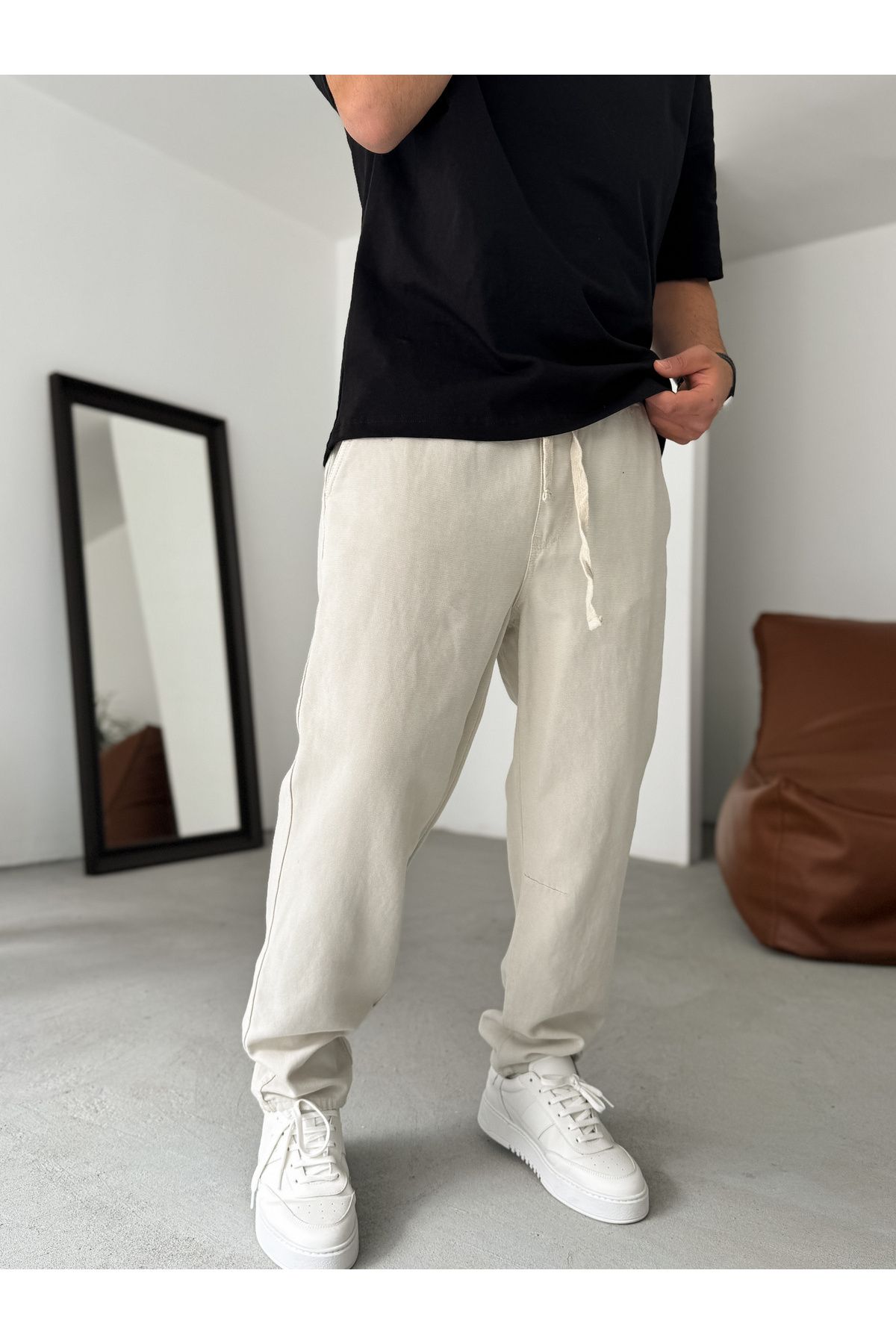 BYBASICMAN-Stone Regular Fit Knee Stitched Trousers Yp-5010 3