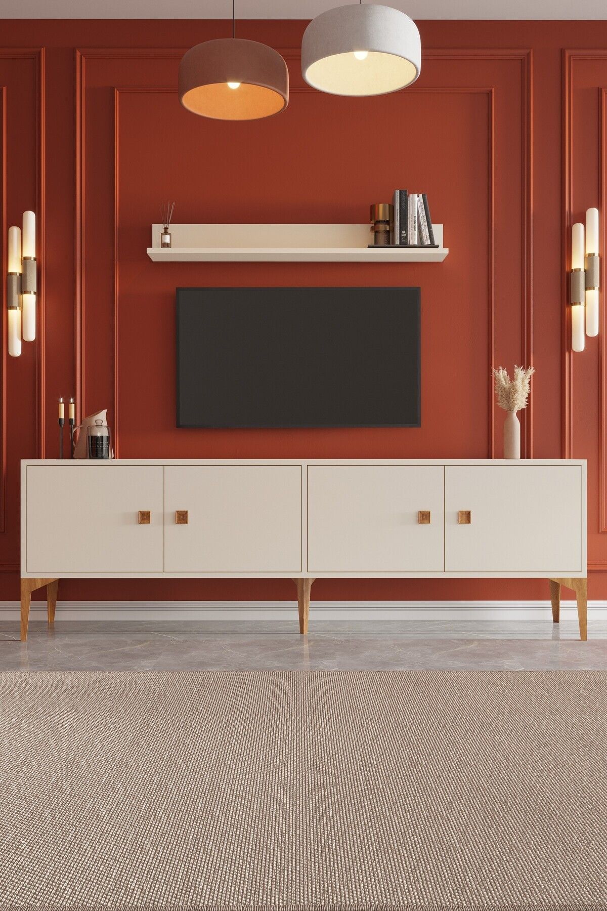 Happylife Furniture Design %100 Mdf Tv Ünitesi Beyaz Aytaşı Tv Sehpası