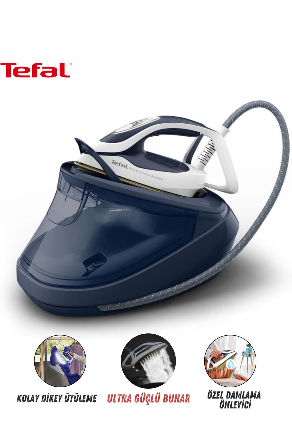 TEFAL Pro Express Ultimate II Kırışıklık Giderici 3000 Watt Buhar Kazanlı Ütü - 8 Bar