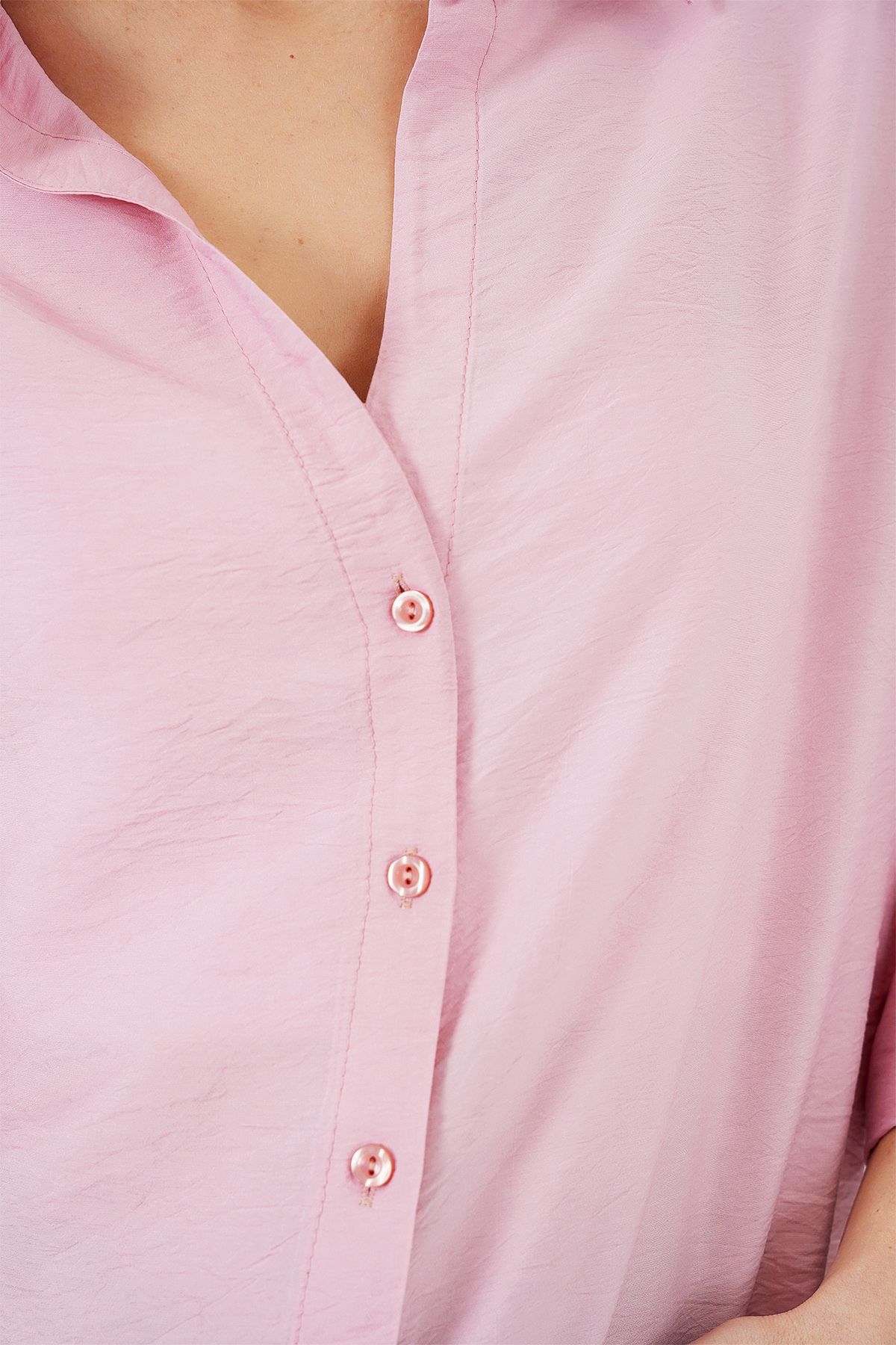 Bigdart-Women's Oversize Short Sleeve Shirt 20315 - Pink 5