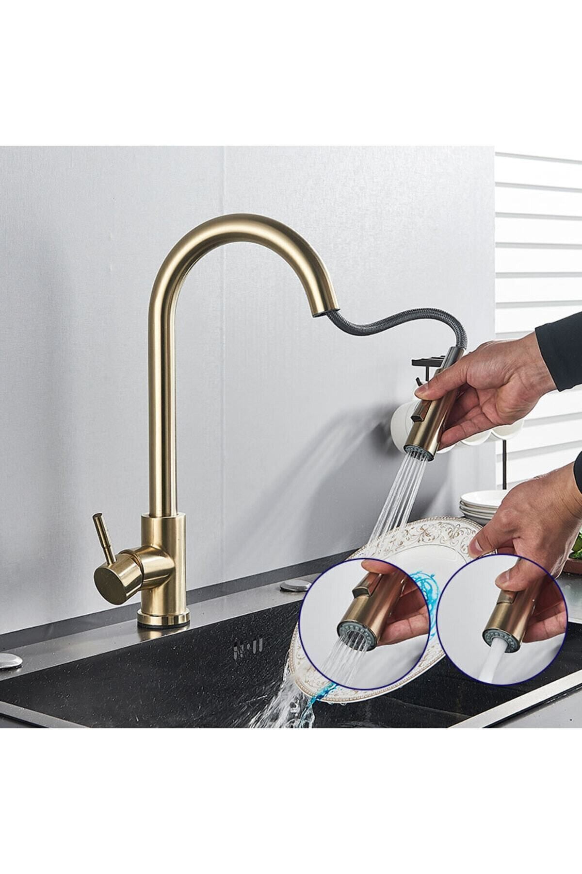 Flextail-Smart Touch Touchless Kitchen Sink Faucet Matte Gold Spiral Spout Kitchen Faucet 5