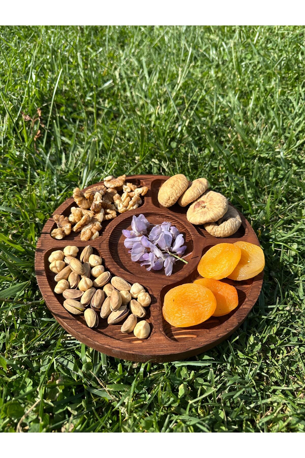 SOPARWOOD Ahşap Yuvarlak Çerezlik Kahverengi